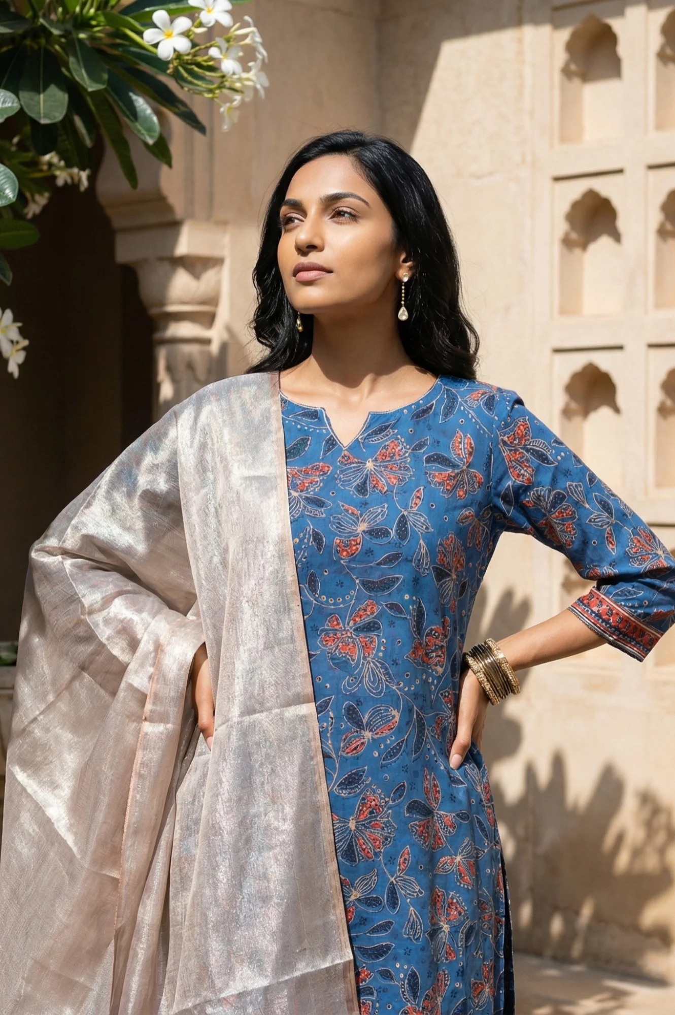 Gold Yarn Dyed Solid Dupatta - Image 3