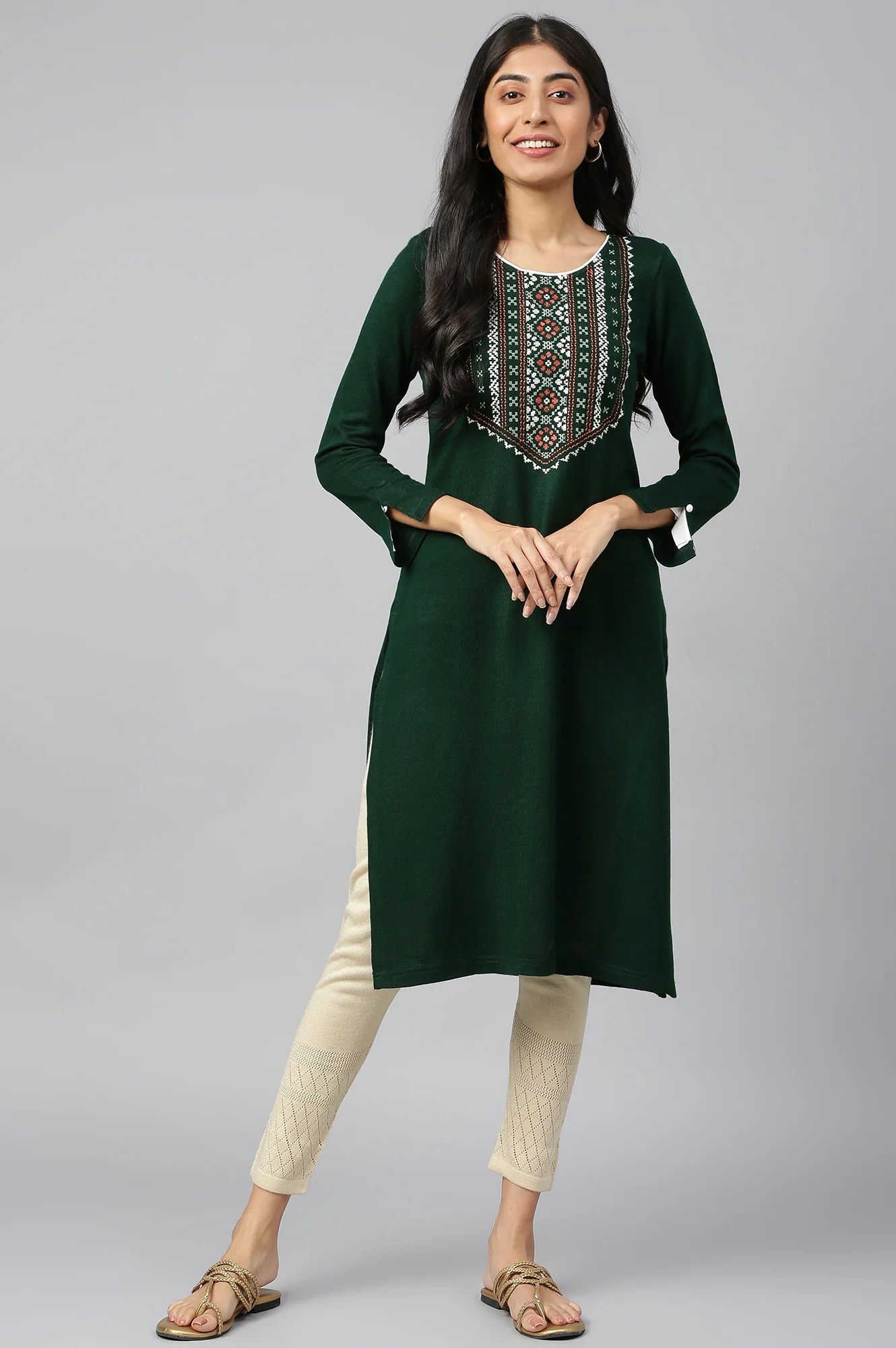 Green Acrylic kurta - Image 5