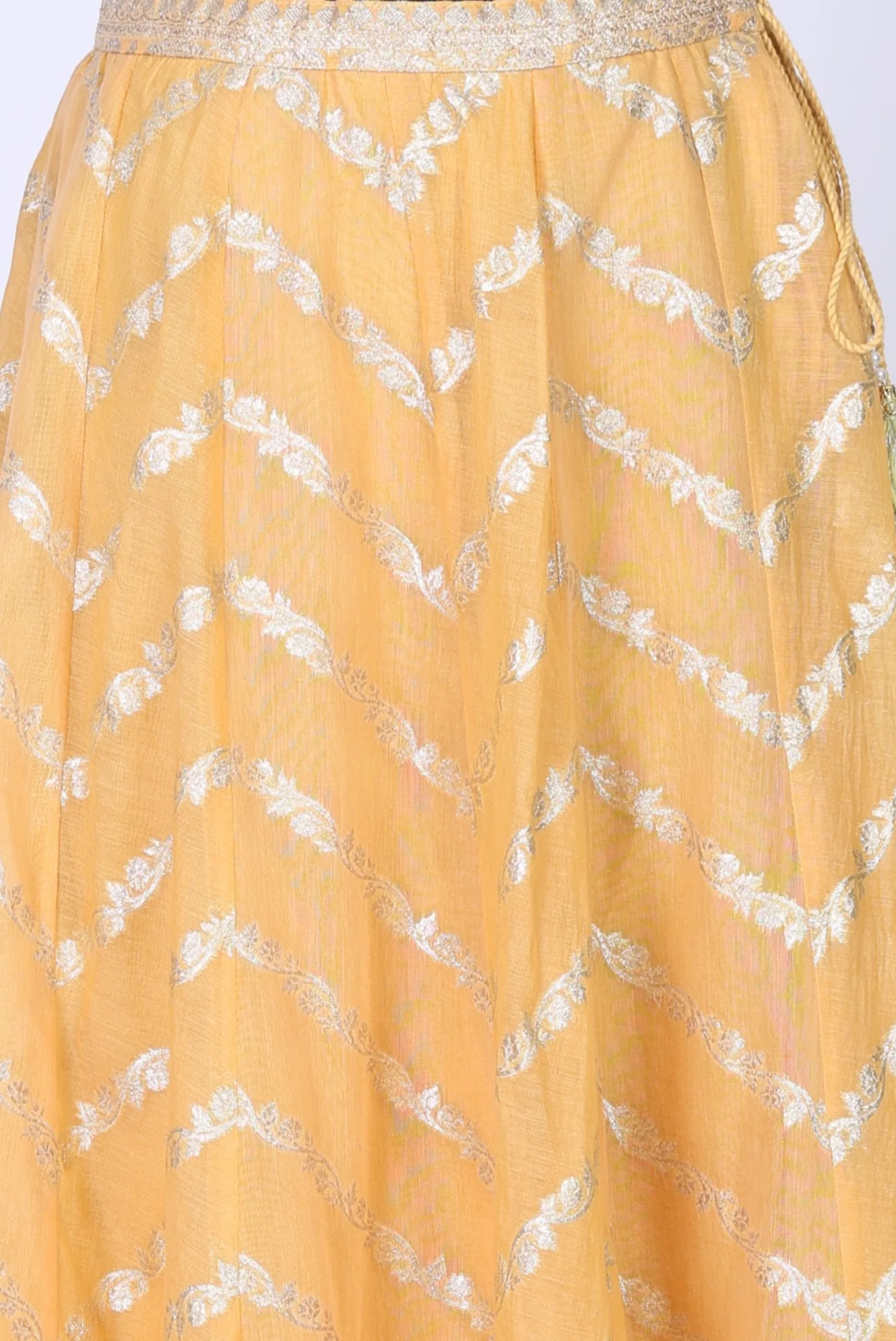 Green and Yellow Embroidered Jacquard Blouse with Lehenga and Dupatta Set - Image 7