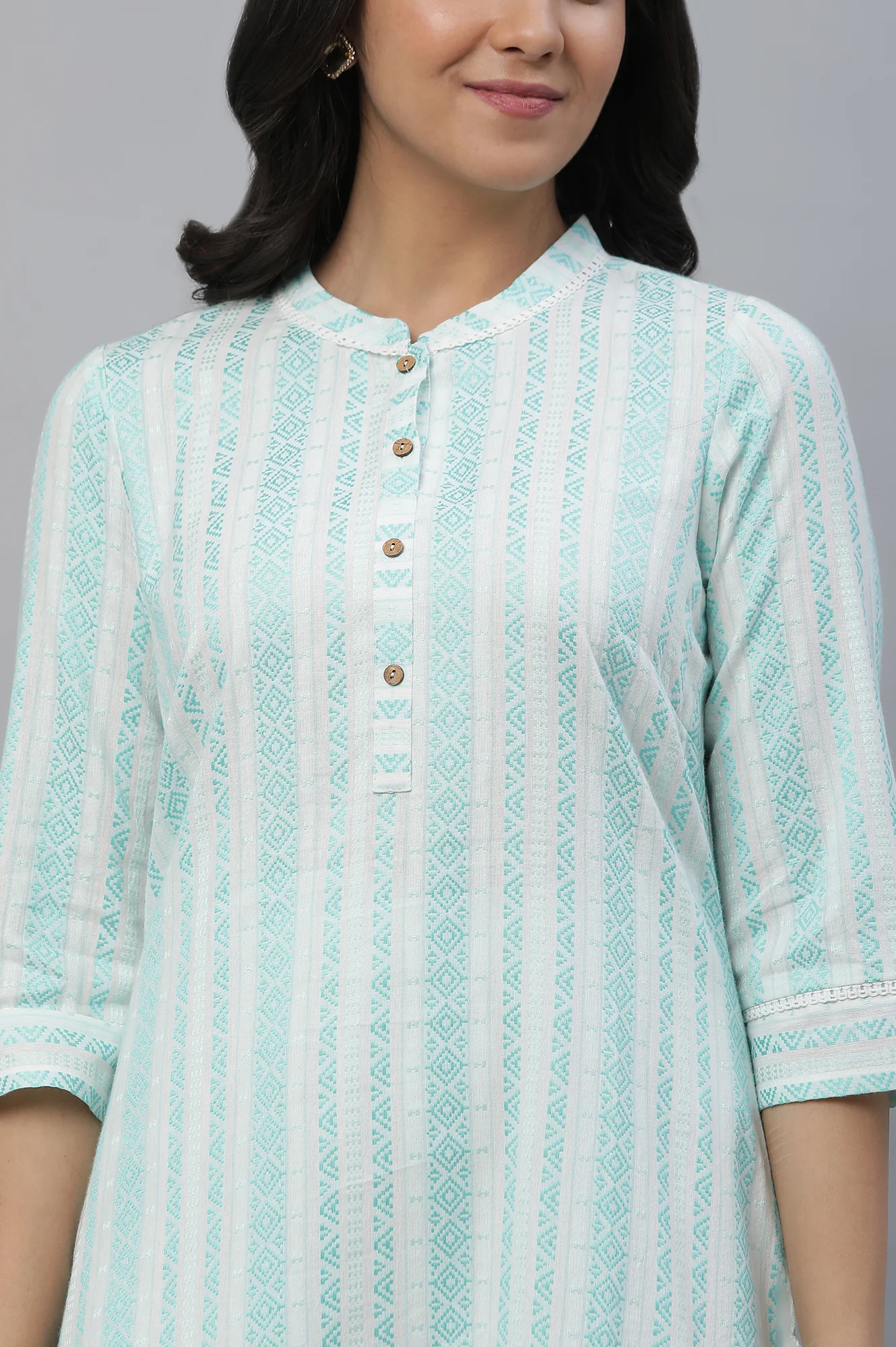 Green Dobby Causal Kurta - Image 6