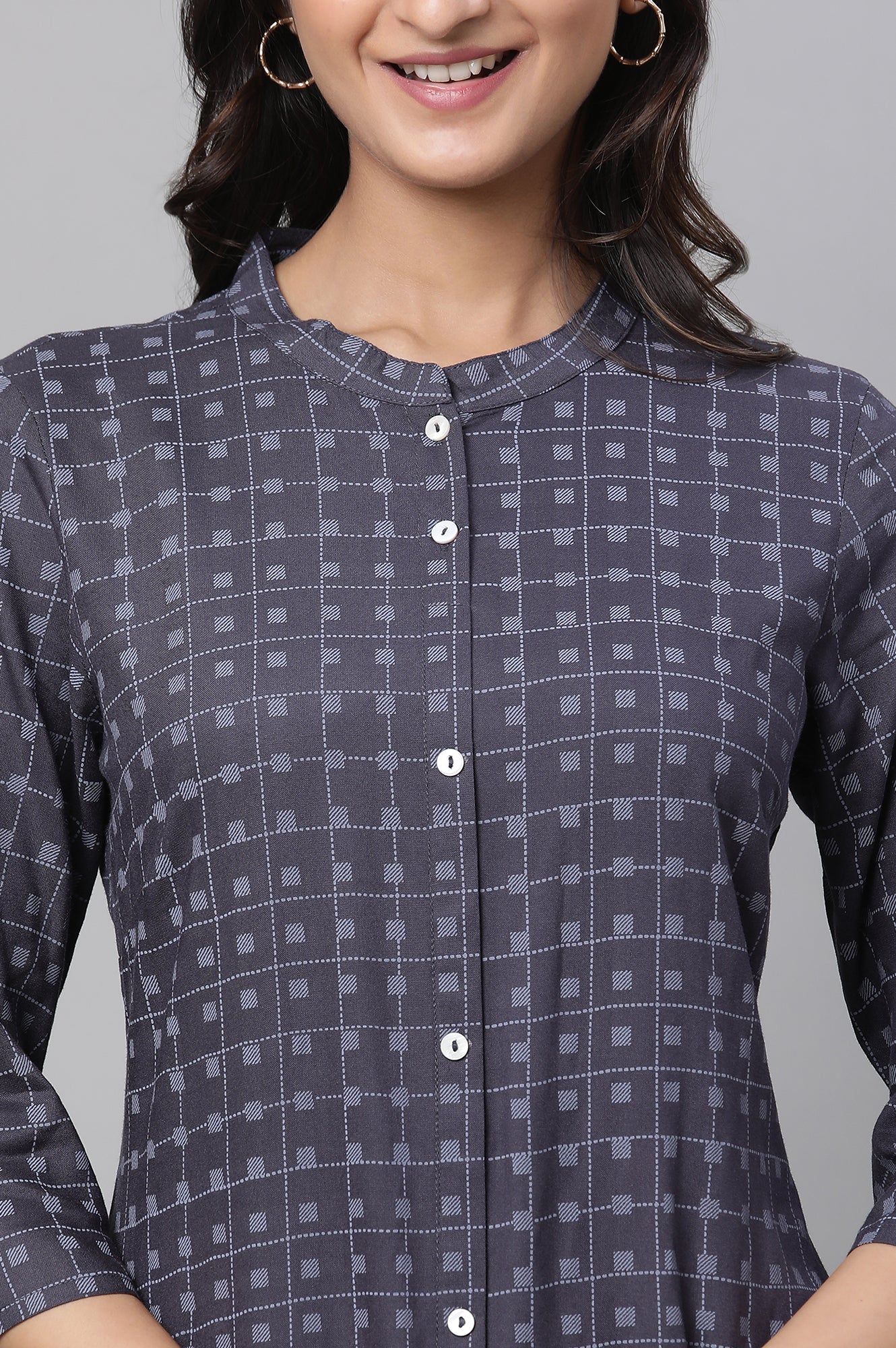 Green Geometric Printed Casual Kurta - Image 7
