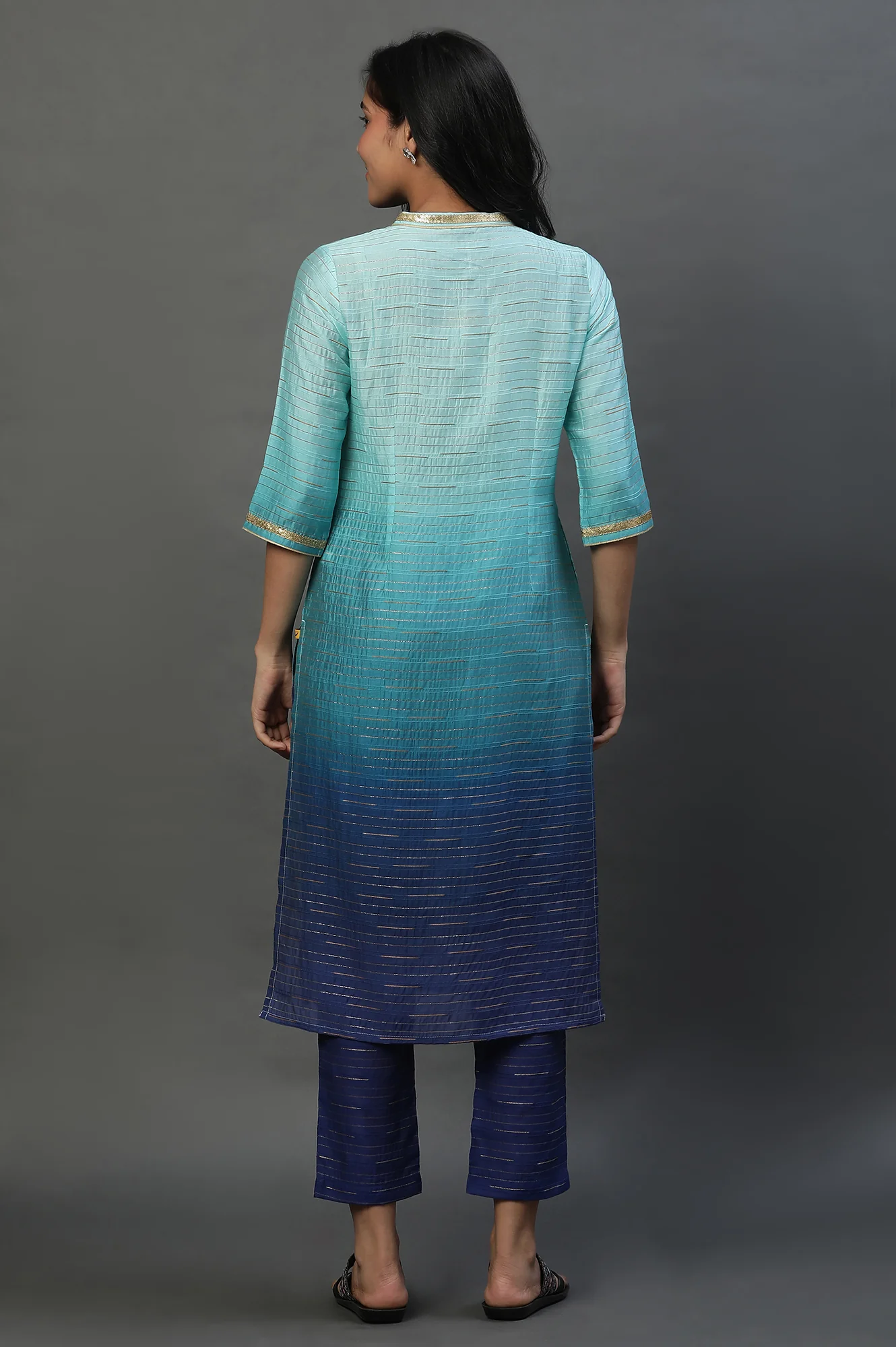 Green Ombre Kurta and Trouser Set - Image 4