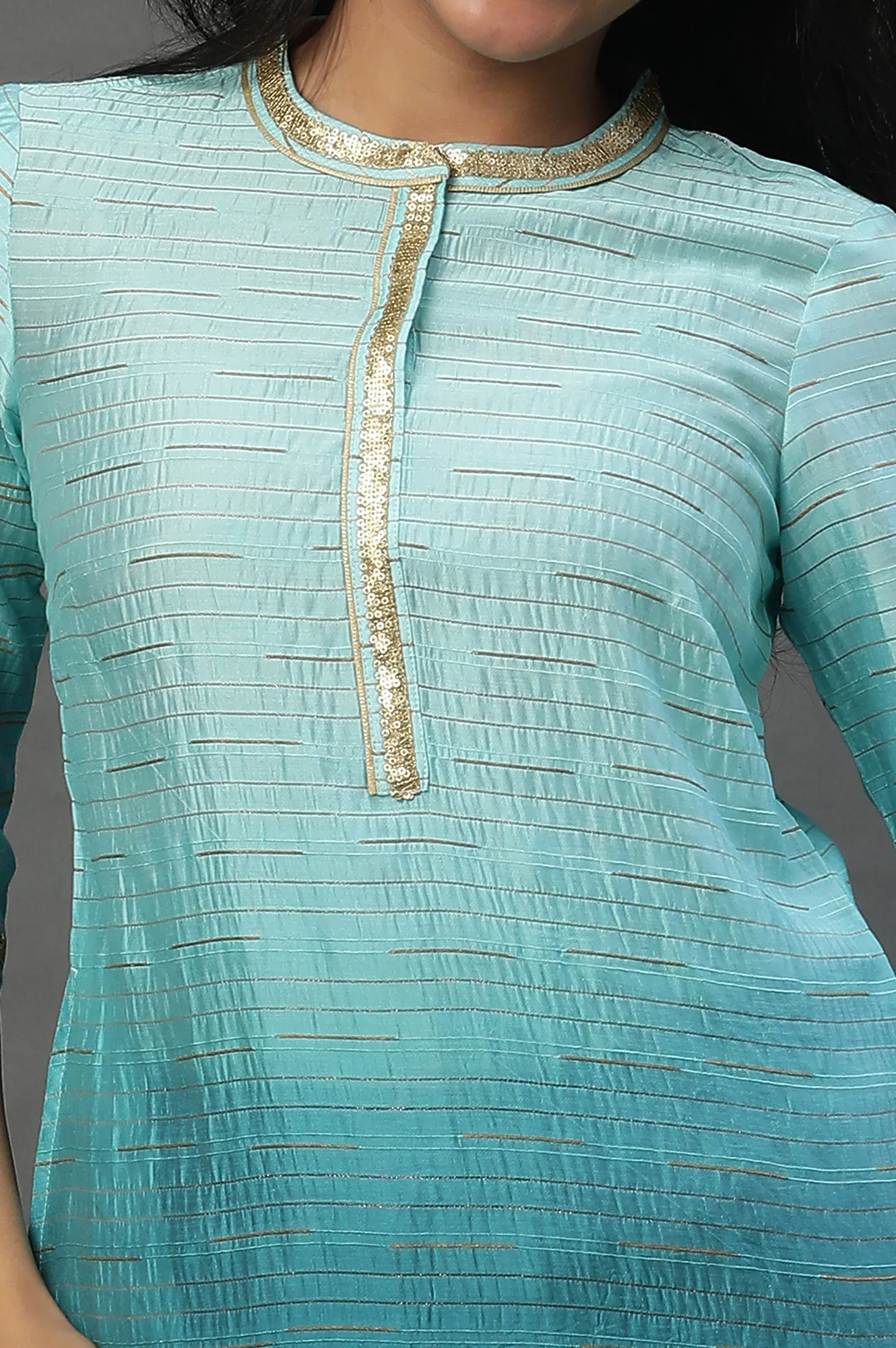 Green Ombre Kurta and Trouser Set - Image 6