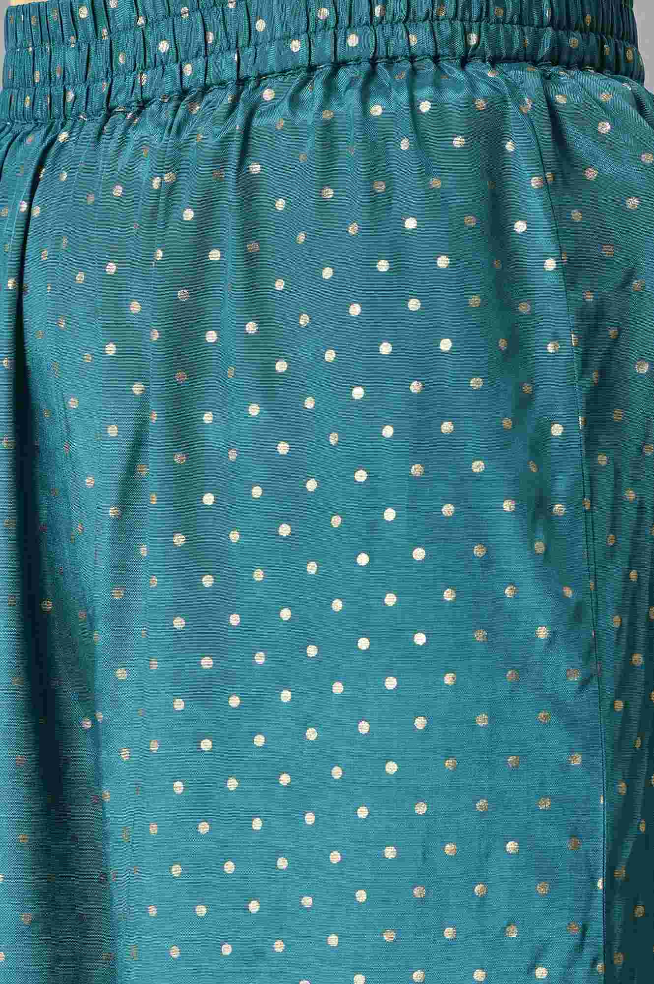 Green Shantung Liva Kurta With Gathered Sharara - Image 6