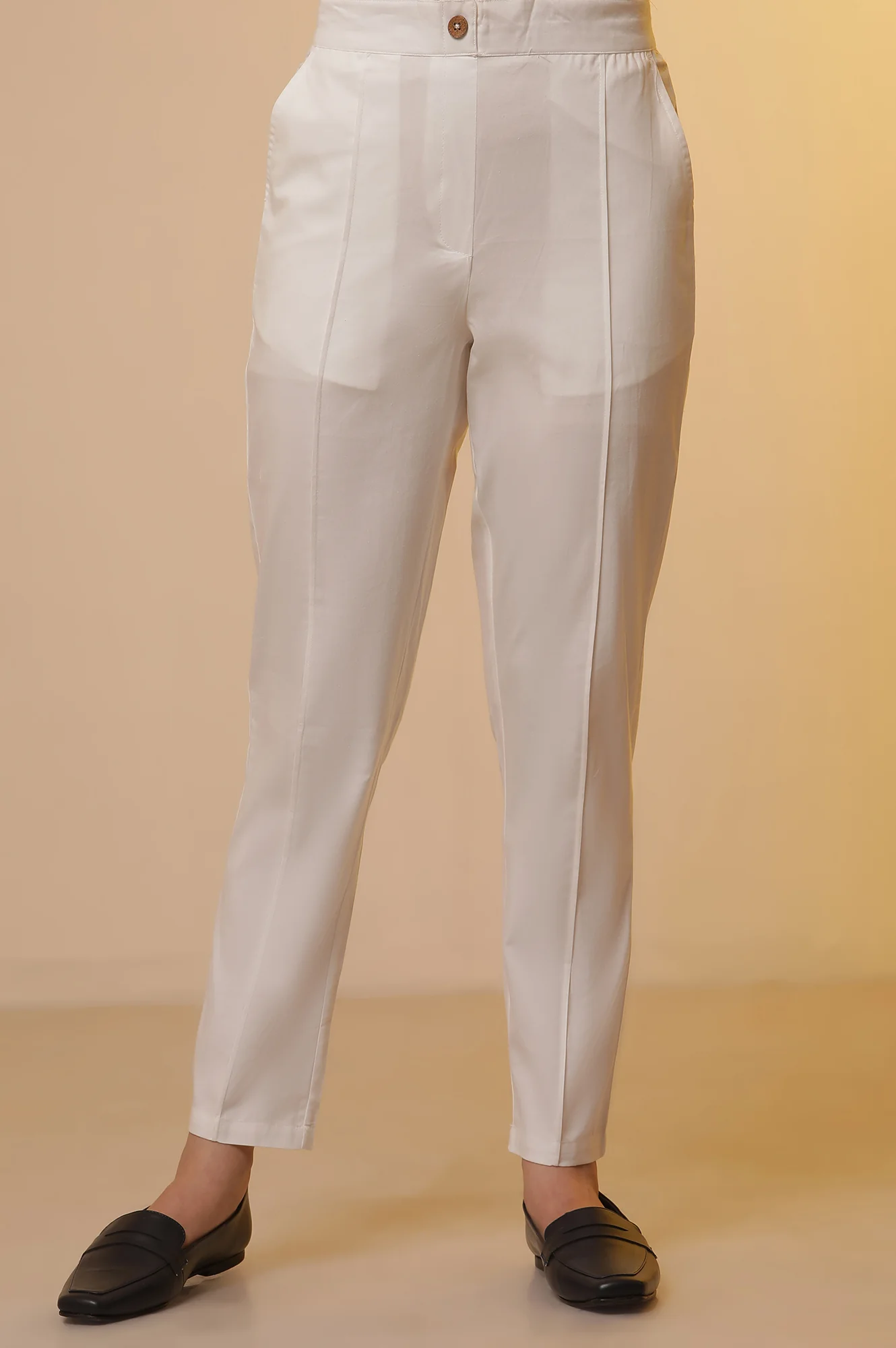 Green Stripe Printed Shirt Collar Kurta and Trousers Set - Image 8