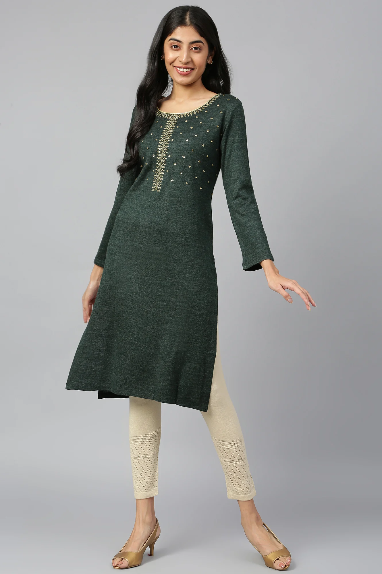Green Winter kurta - Image 5