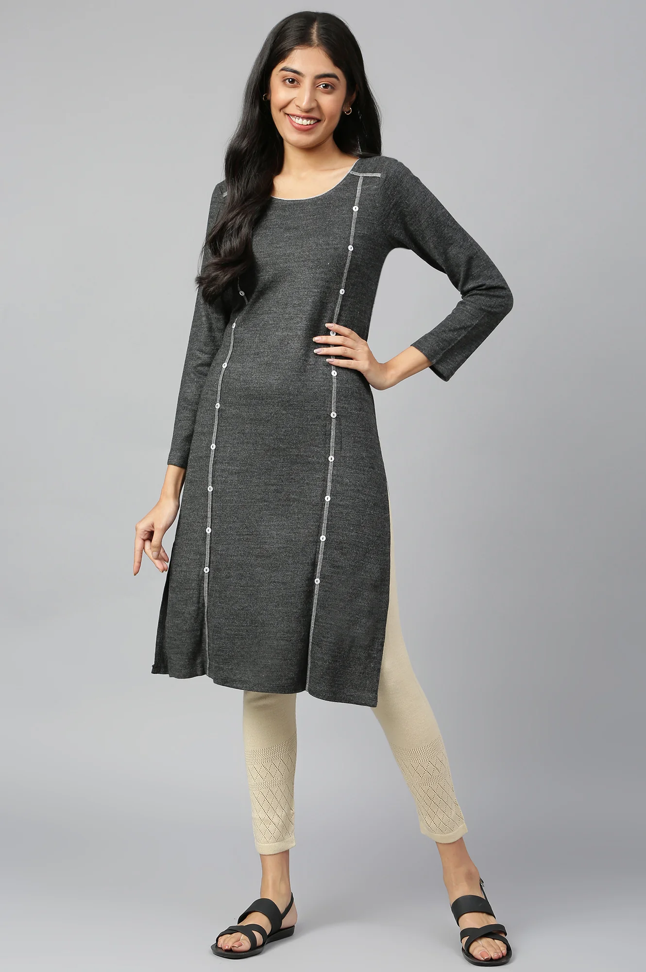 Grey Winter kurta - Image 5
