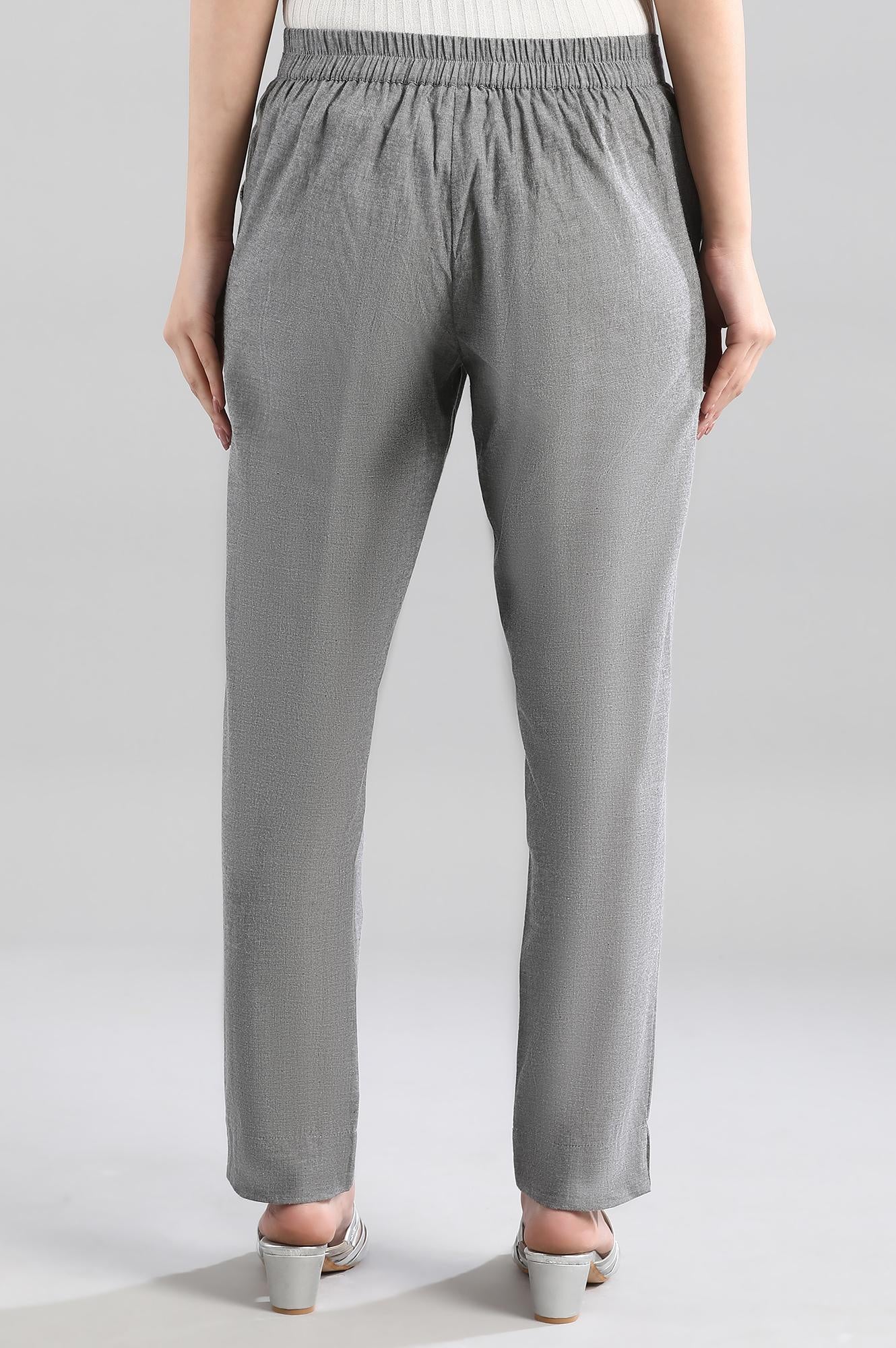 Grey Yarn Dyed Pure Cotton Straight Kurta and Trouser Set - Image 4