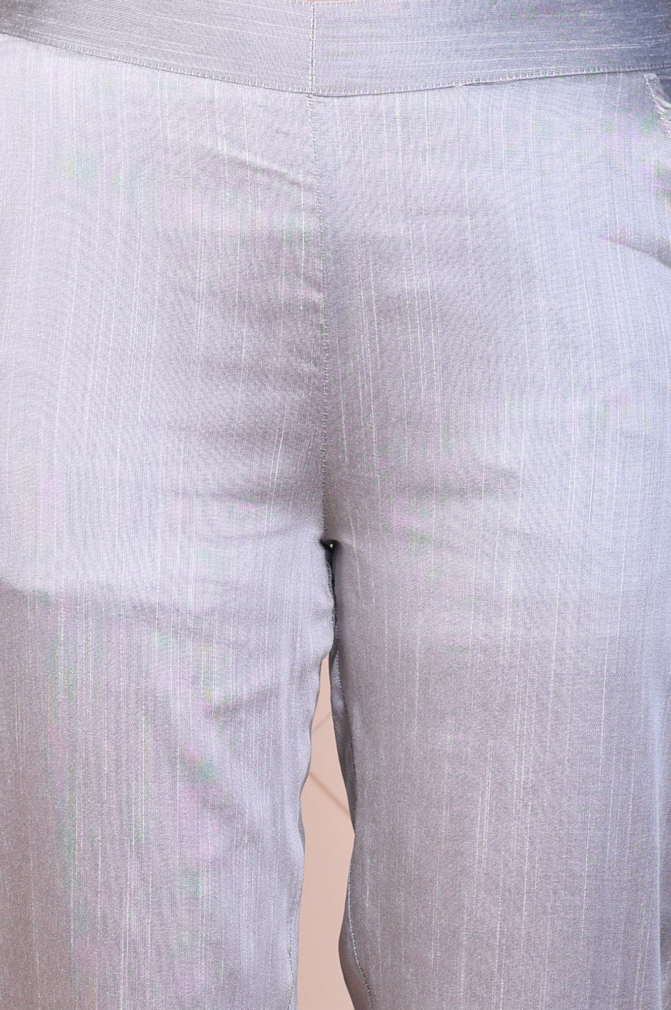 Grey Yarn-Dyed Solid Straight Fit Trousers - Image 6