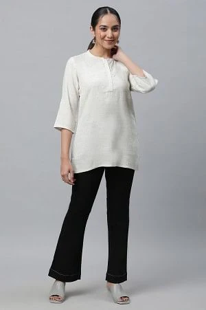 Khadi Beige Basic Aurelia Kurti - Image 2
