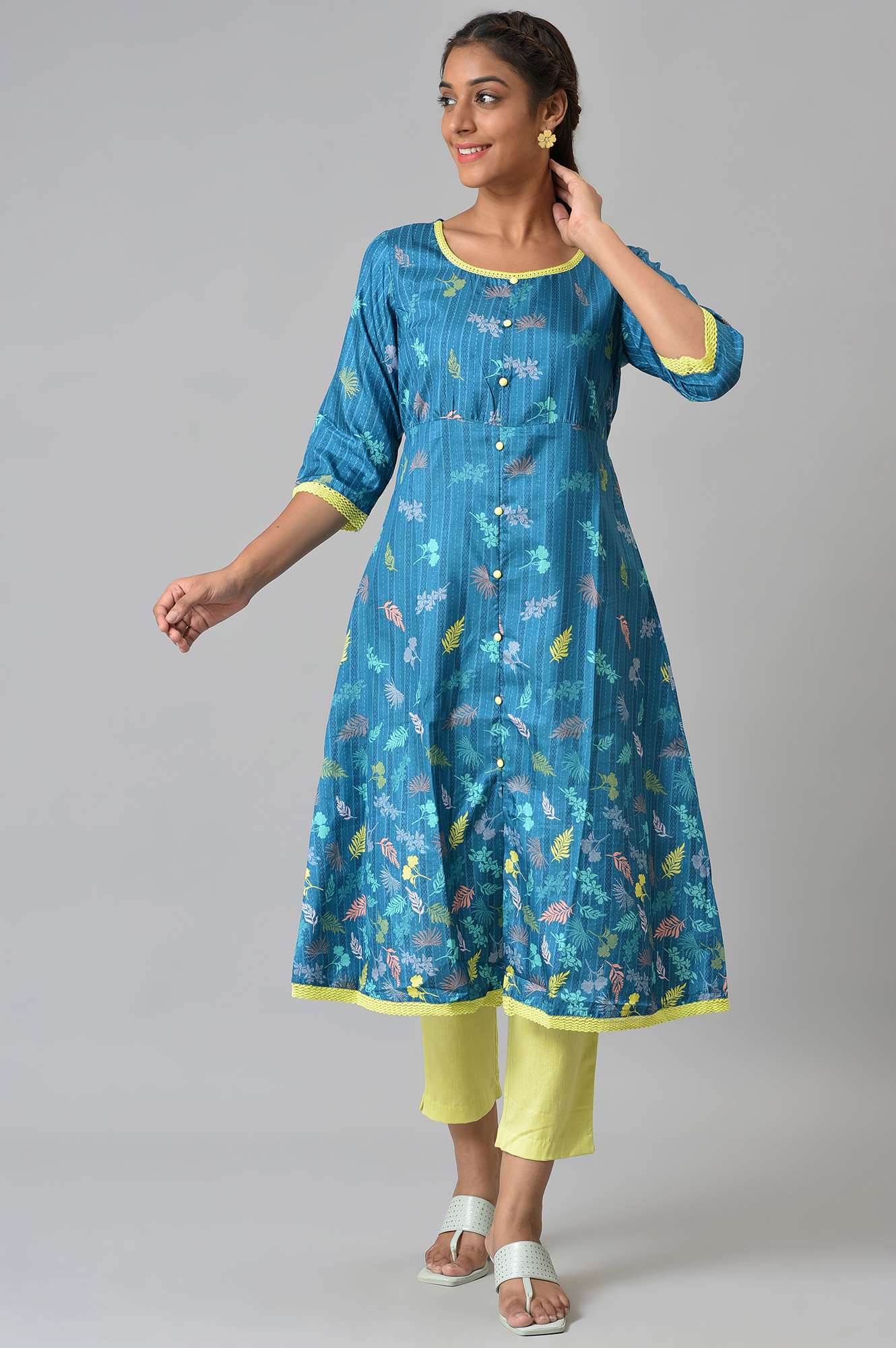 Lemon Yellow Cotton Flax Women'S Trousers - Image 5