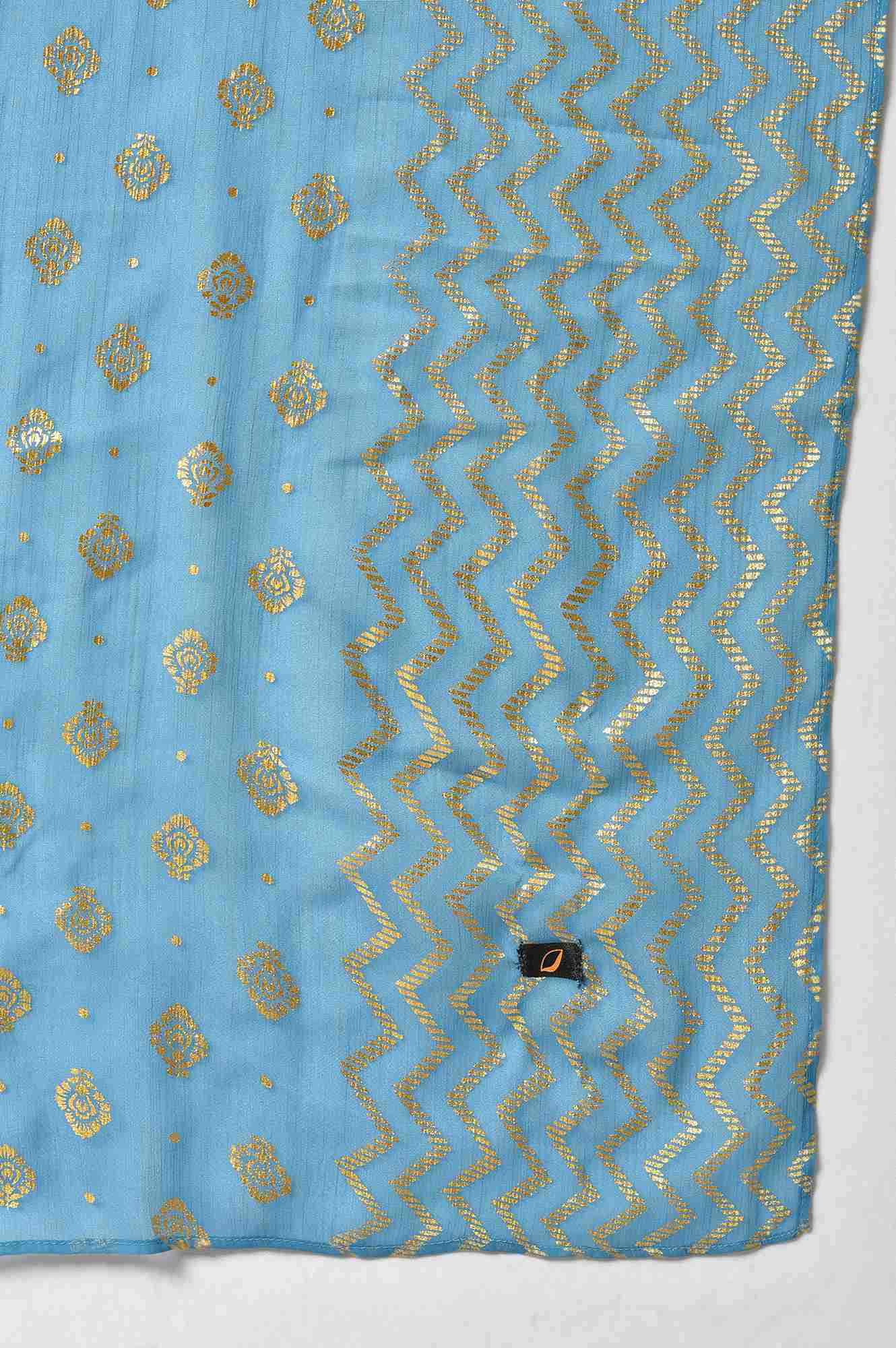 LIVA Black Zari Embroidered kurta with Blue Straight Palazzo and Dupatta Set - Image 9