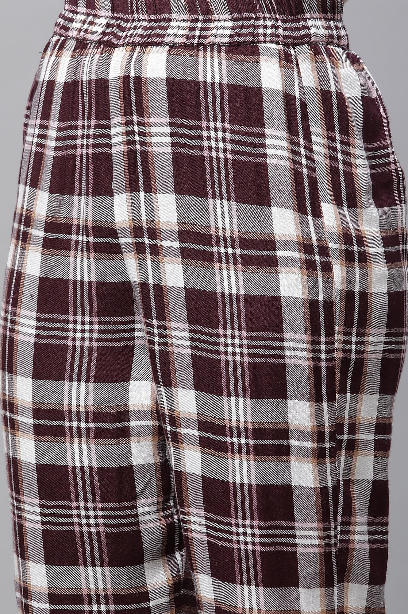 Maroon Checker Kurta & Narrow Palazzo Co-ord Set - Image 9