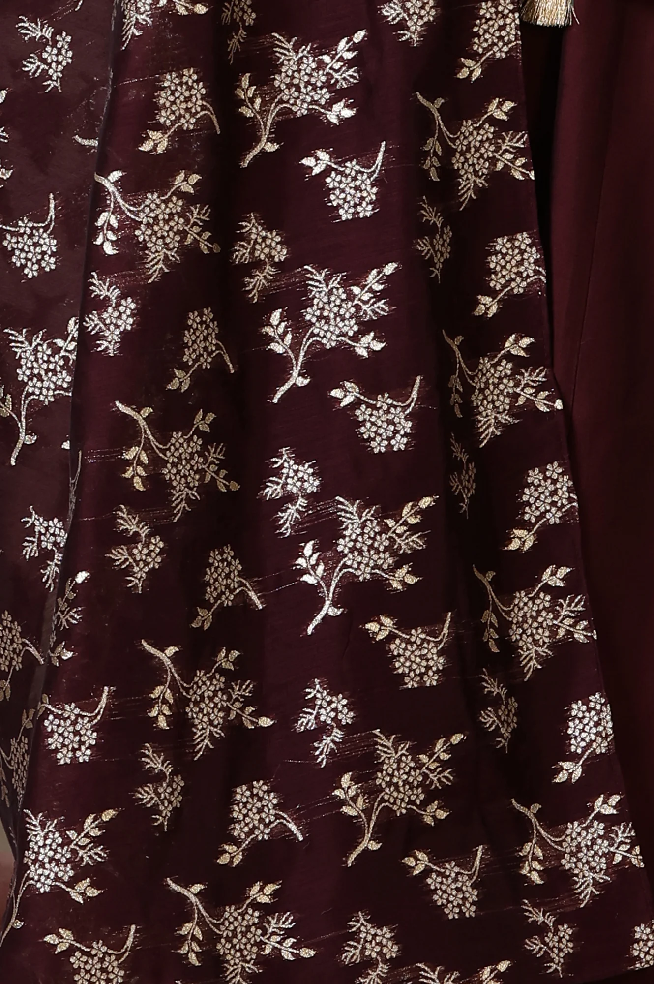 Maroon Gota Patti Embroidered Anarkali Kurta, Churidar and Jacquard Dupatta - Image 9