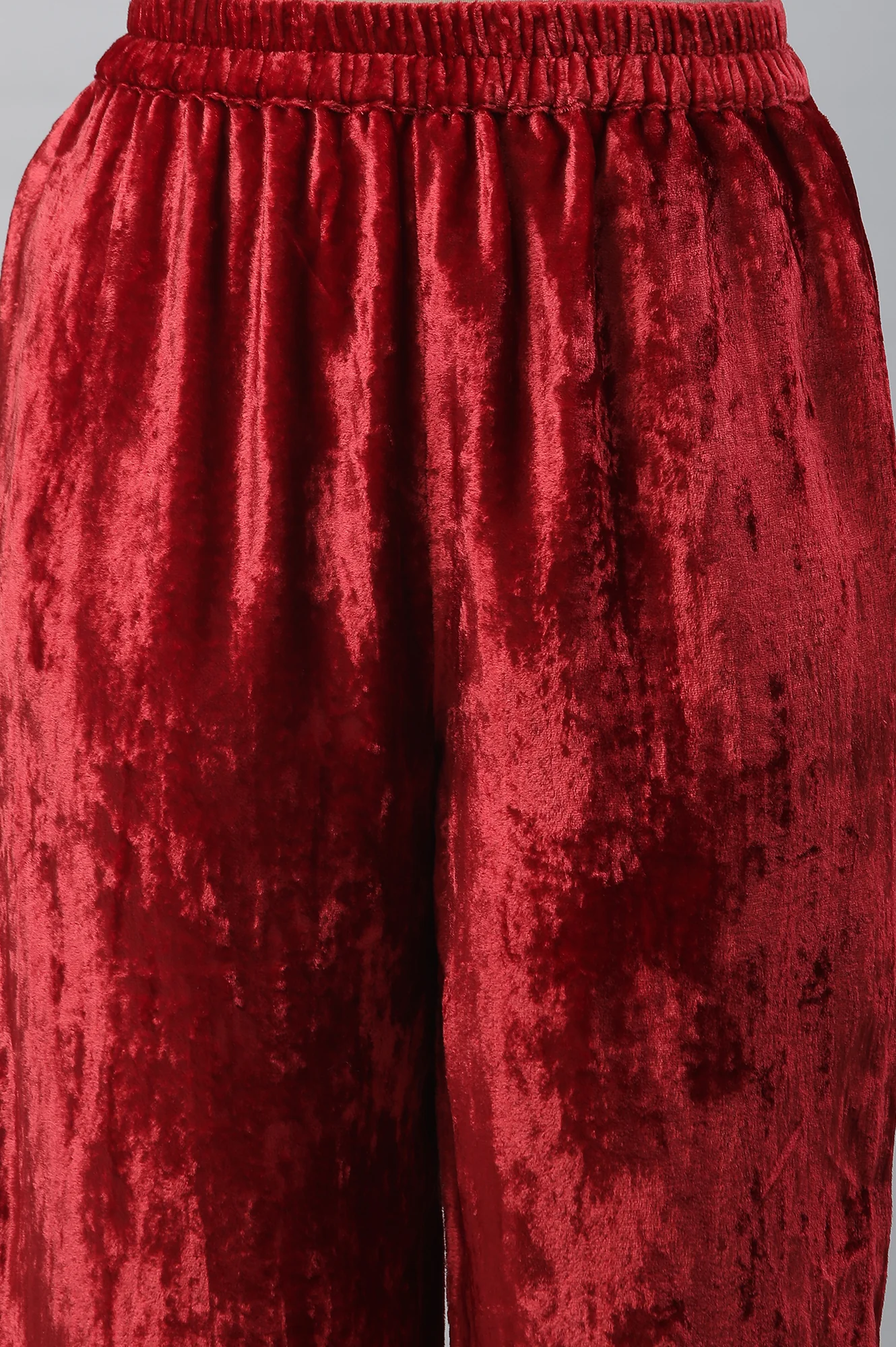 Maroon Velvet Embellished Kurta & Palazzo Set - Image 9