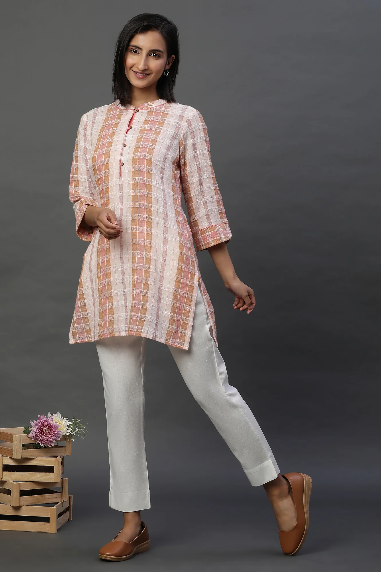 Multi-coloured Checker Short Kurti - Image 5