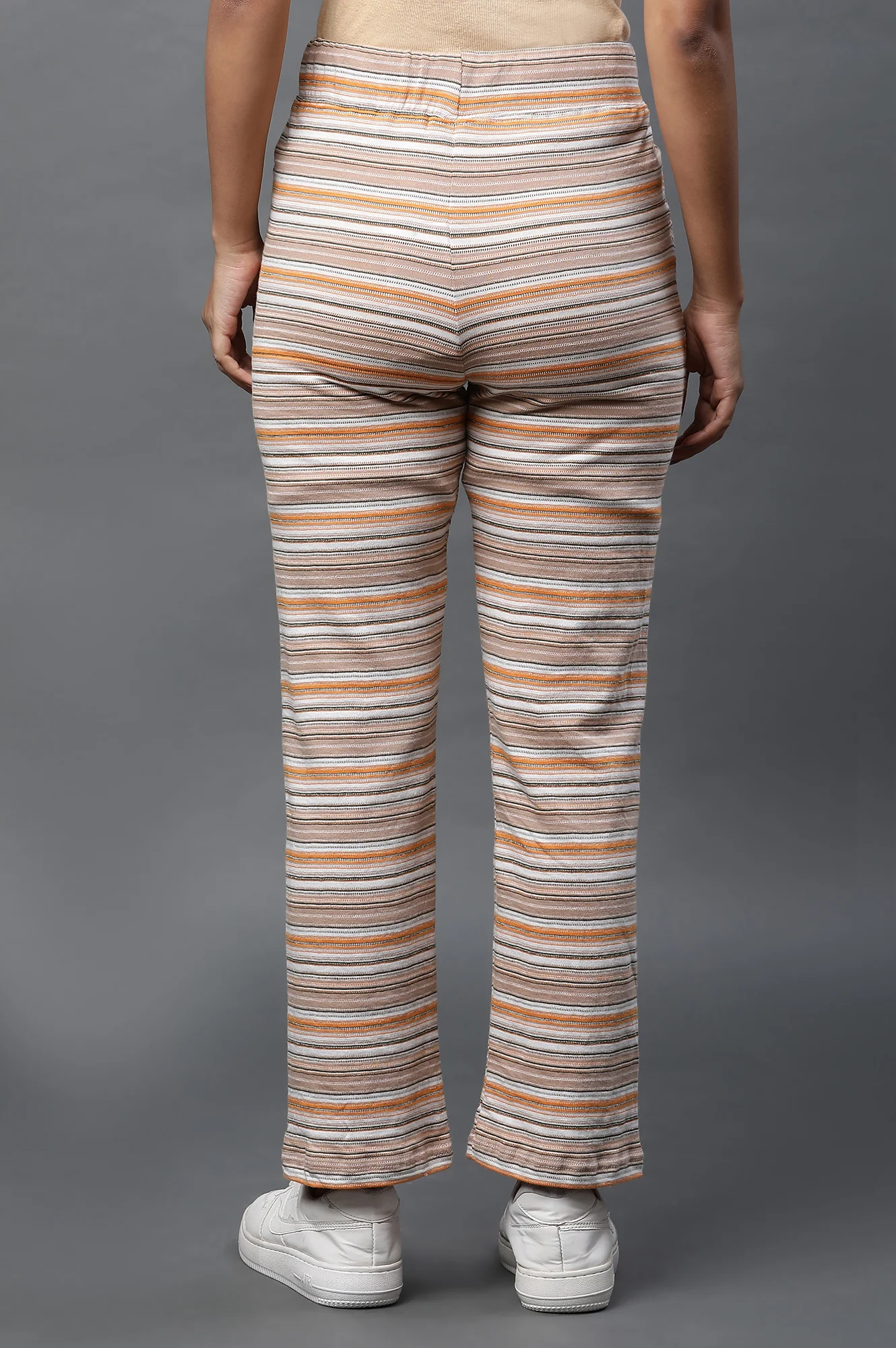 Yellow Stripe Printed Lounge Wear Pants - Image 3