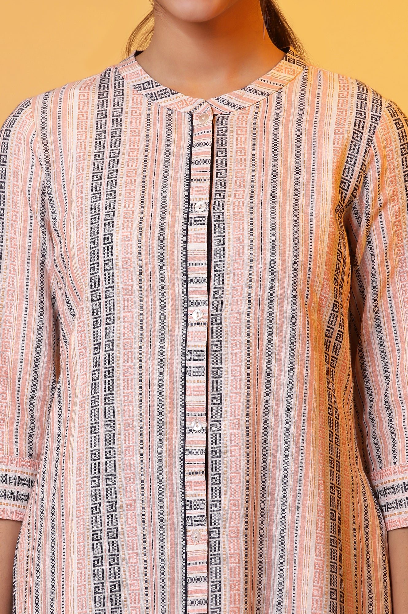 Multi-coloured Striped Dobby Kurta - Image 6