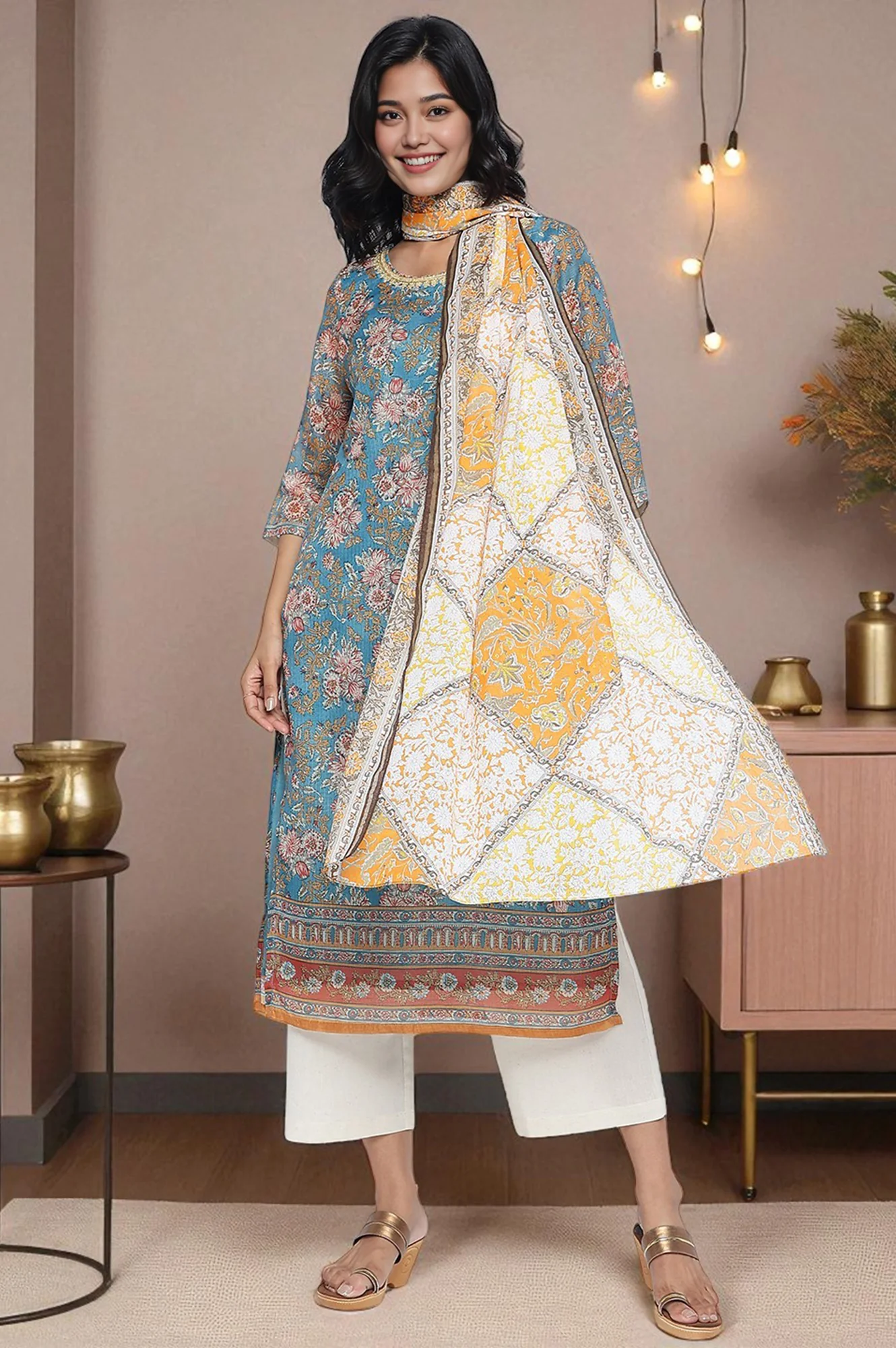 Multicolor Printed Pure Cotton Dupatta - Image 4