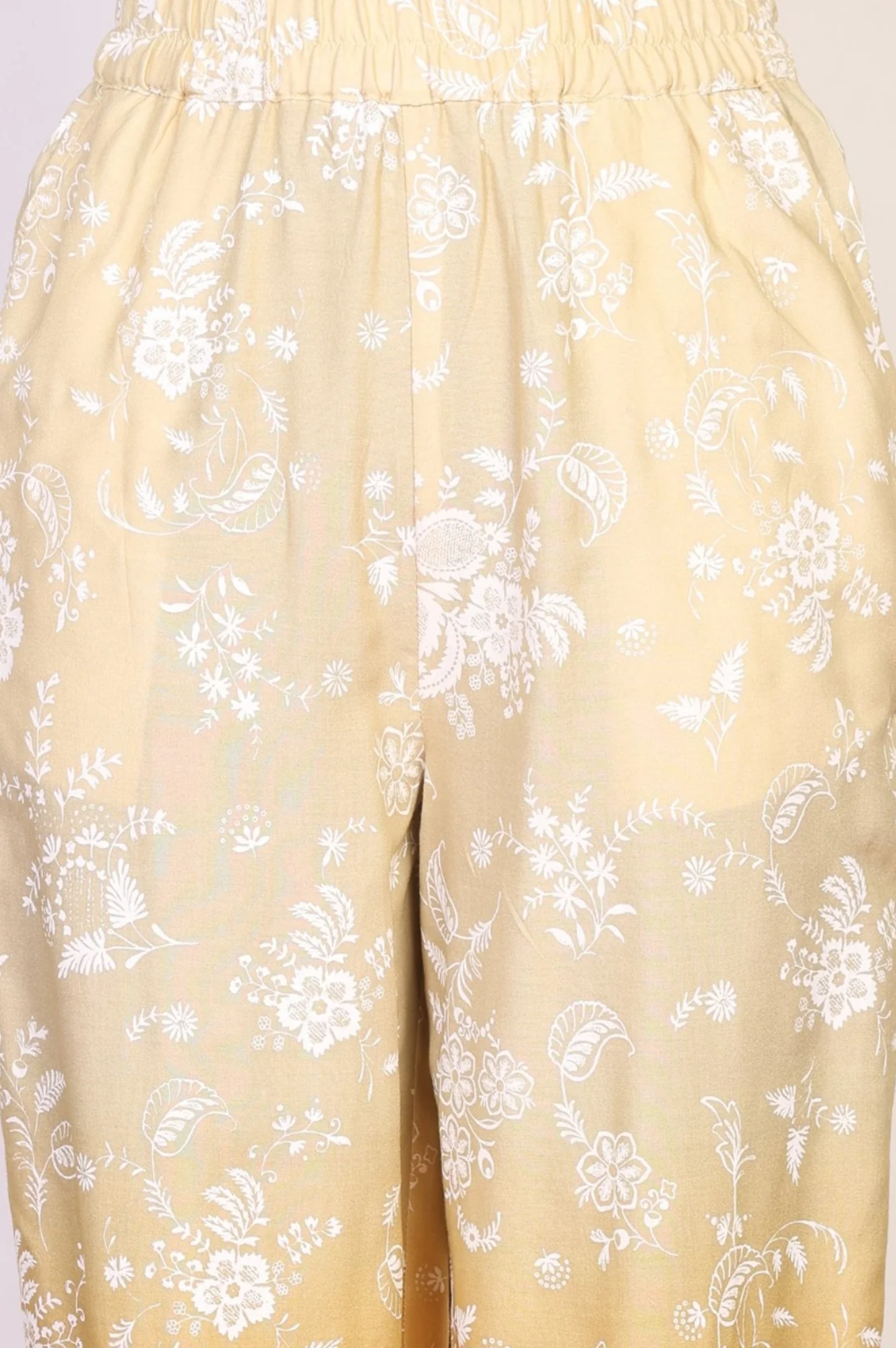 Mustard Floral Printed Lace Straight Kurta with Palazzo and Dupatta Set - Image 6