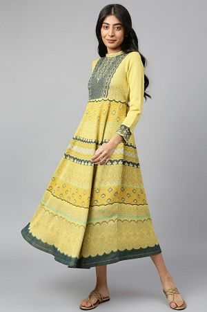 Mustard Jacquard Dress - Image 5