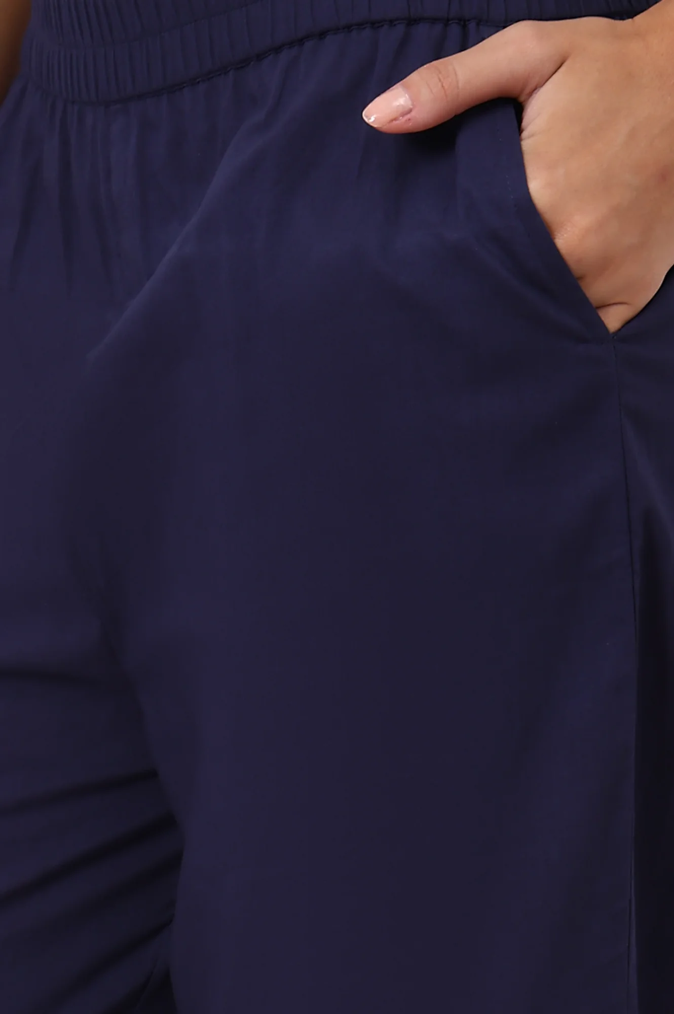 Navy Blue Embroidered Pure Cotton Straight Kurta and Palazzo Co-ord Set - Image 9
