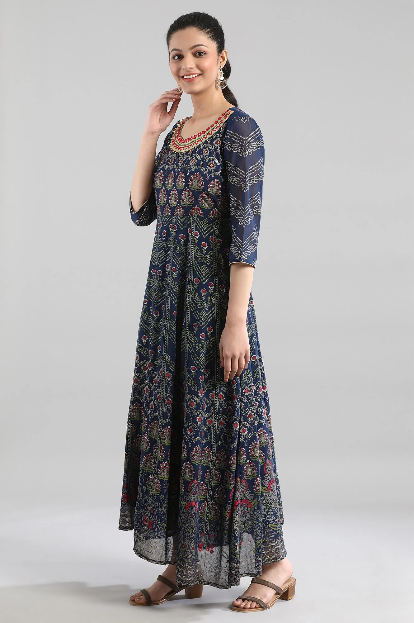 Navy Blue Georgette Dress - Image 3