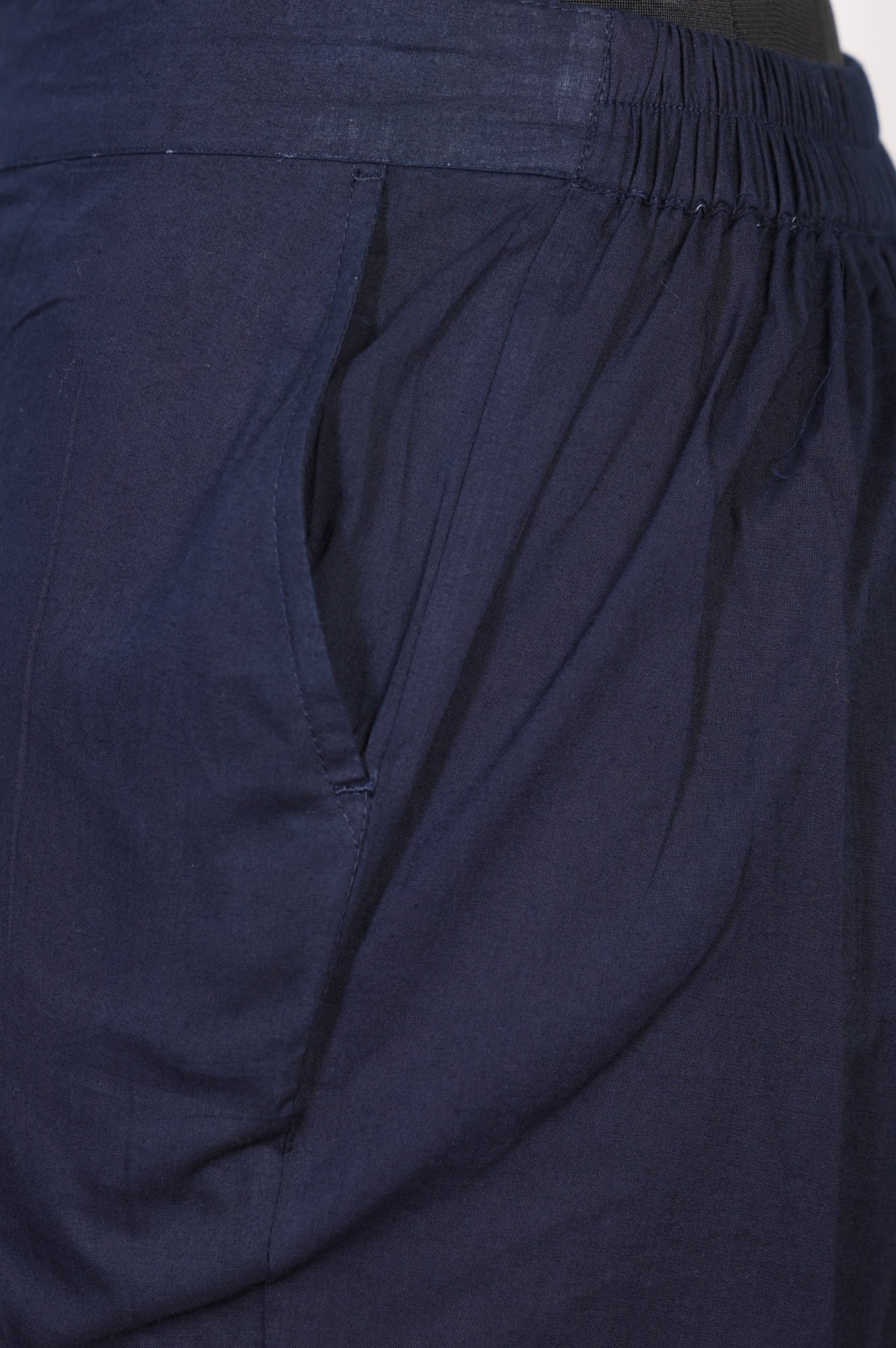 Navy Solid Pure Cotton Straight Fit Ankle Length Trousers - Image 6
