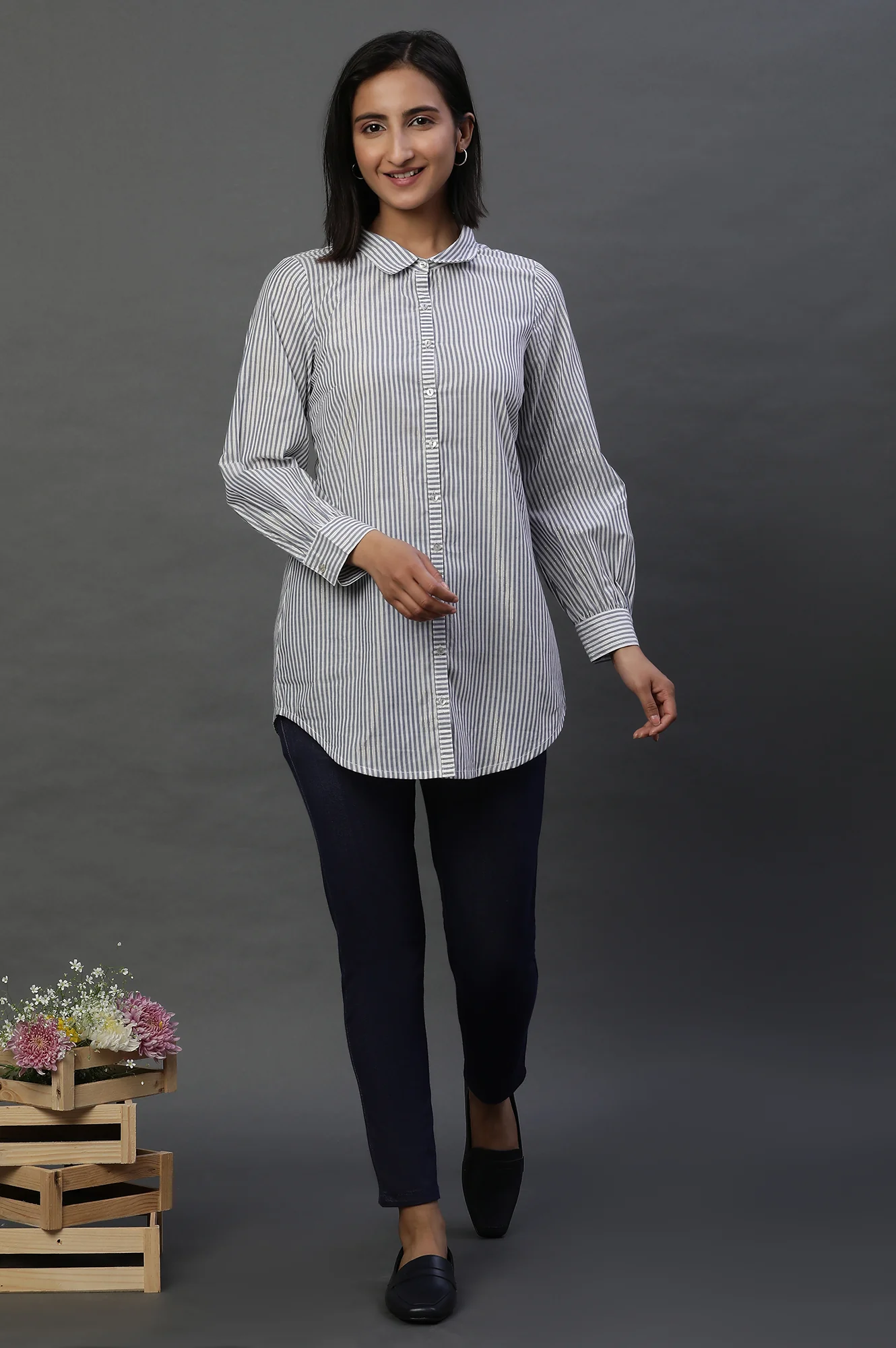 Navy Yarn-dyed Dobby Shirt - Image 5