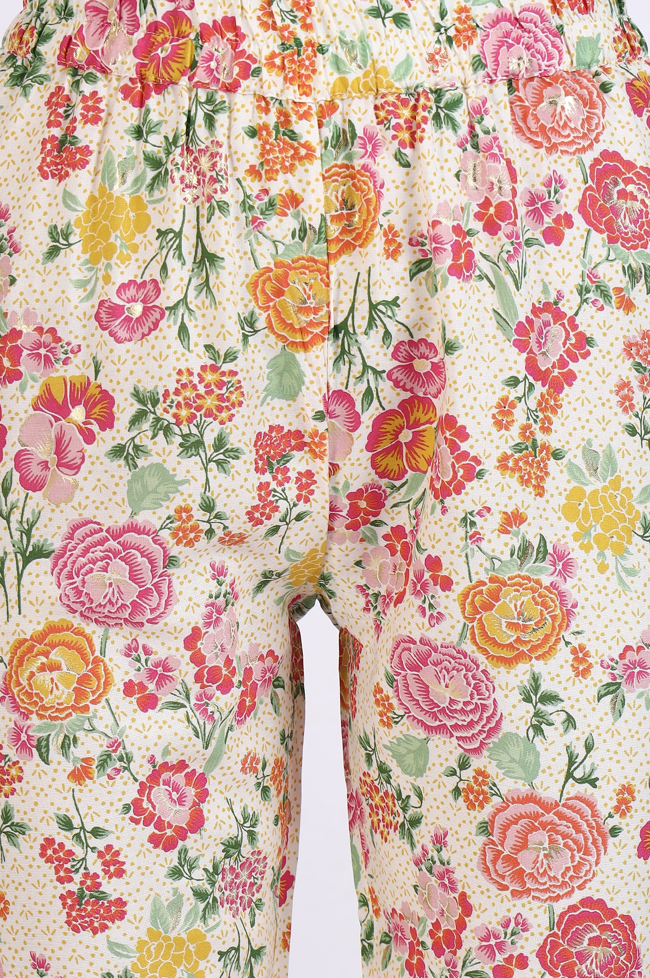 Off-White Floral Printed Embellished Flared Kurta and Trousers Co-ord Set - Image 9