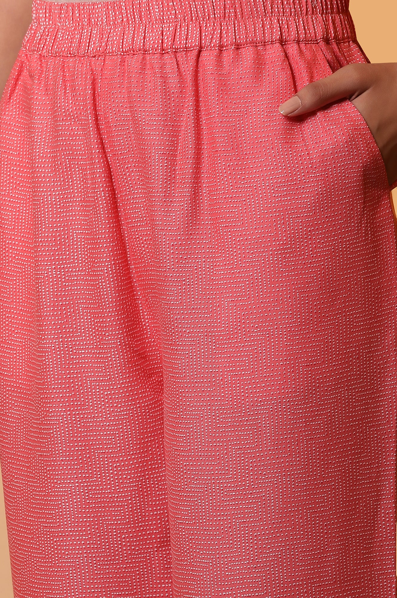 Off-White Floral Printed High-Slit Kurta and Palazzo Set - Image 10