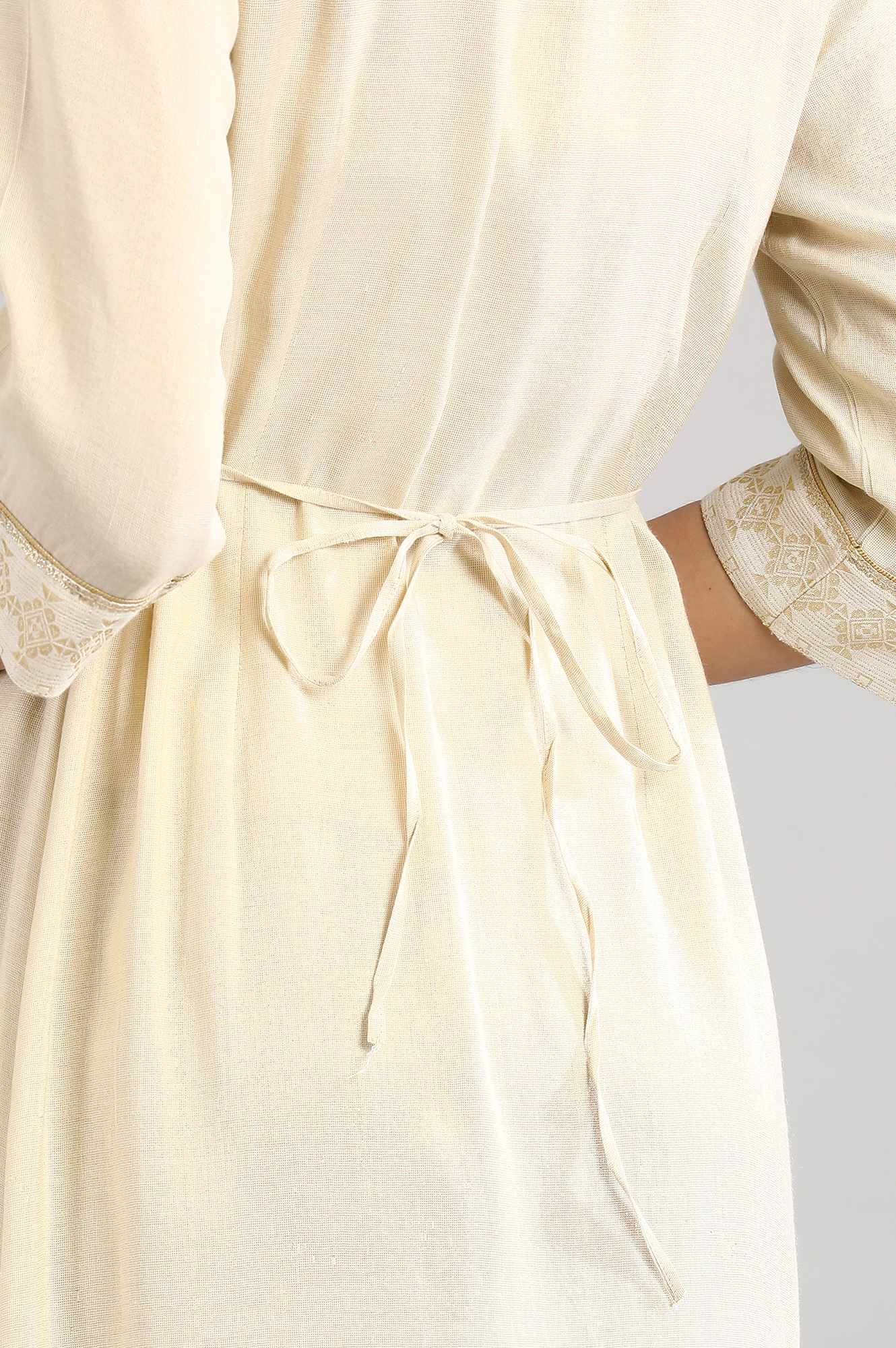 Off White Tessel Rayon A-line Kurta and Palazzo Set - Image 3