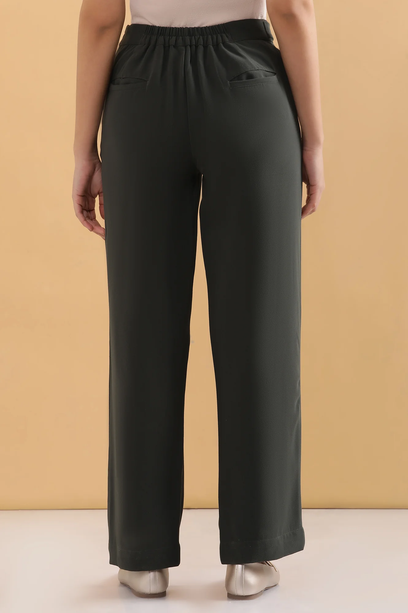 Olive Green Formal Parallel Pants - Image 4