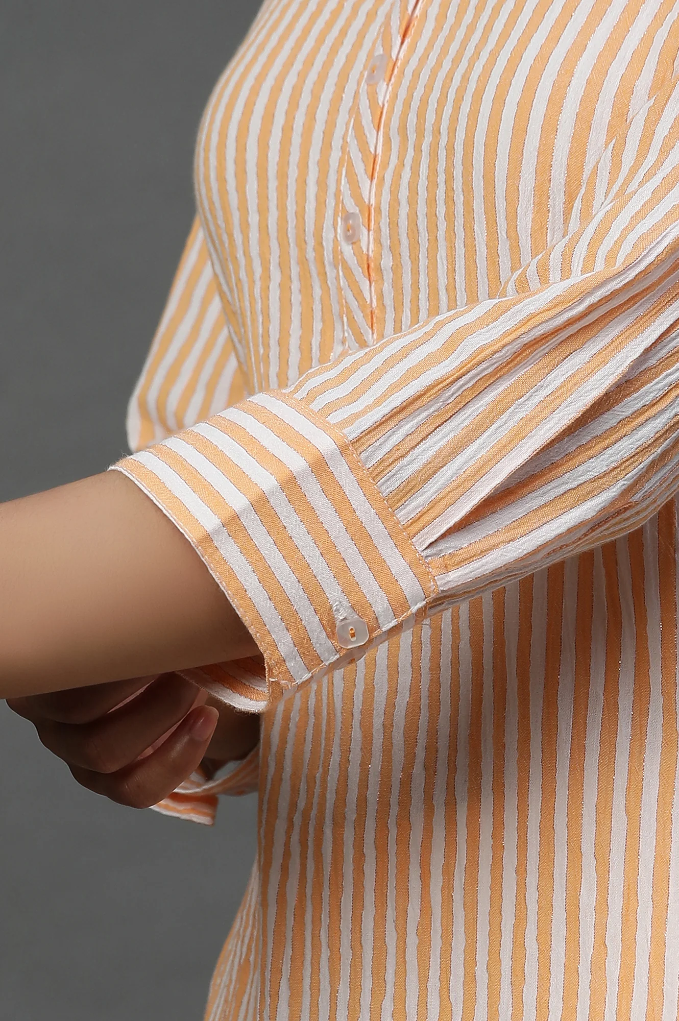 Orange and White Stripe Casual Kurta - Image 7