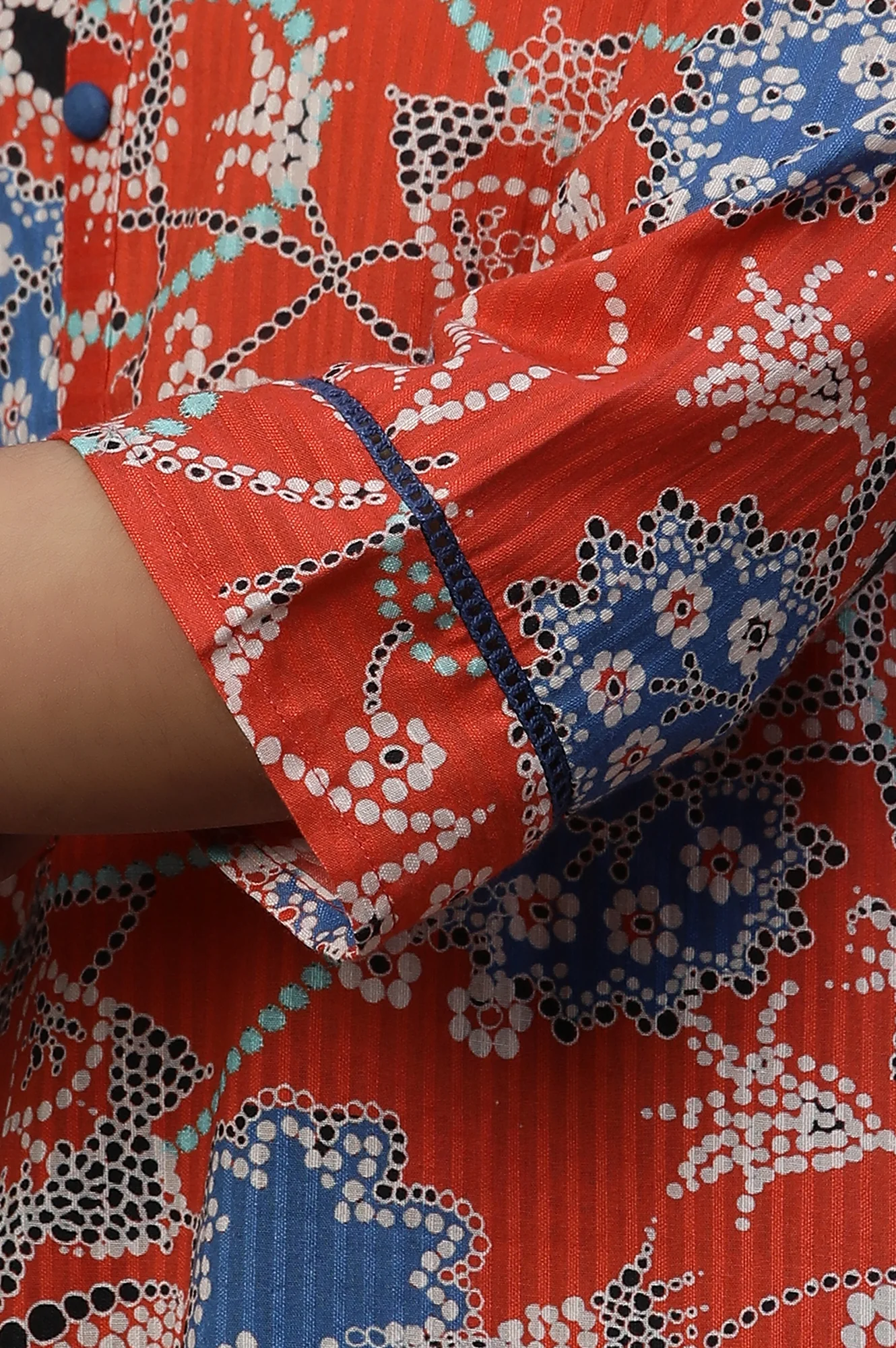 Orange Floral Printed Short Kurti - Image 5