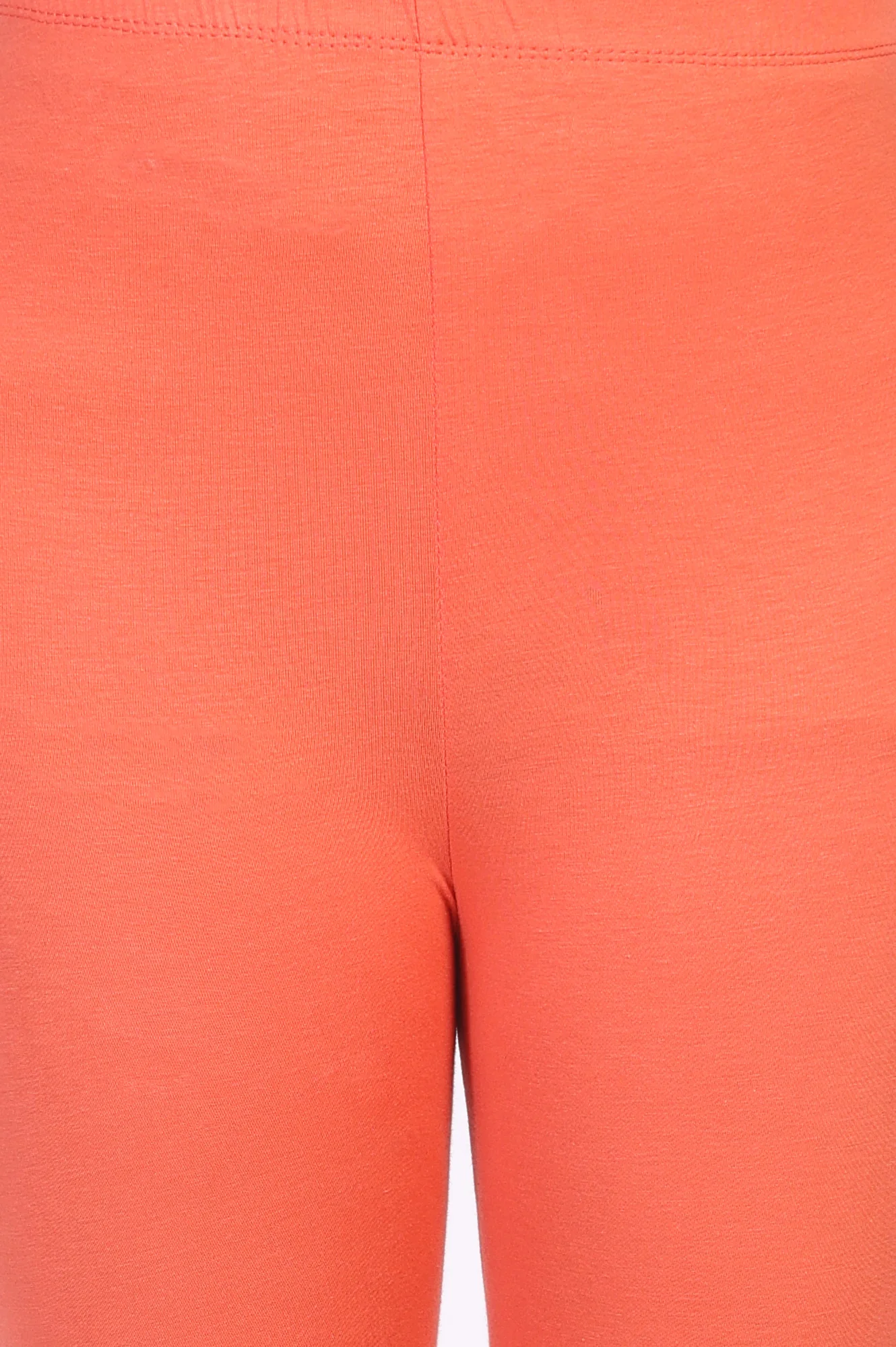 Orange Solid Ankle Length Cotton Tight - Image 2