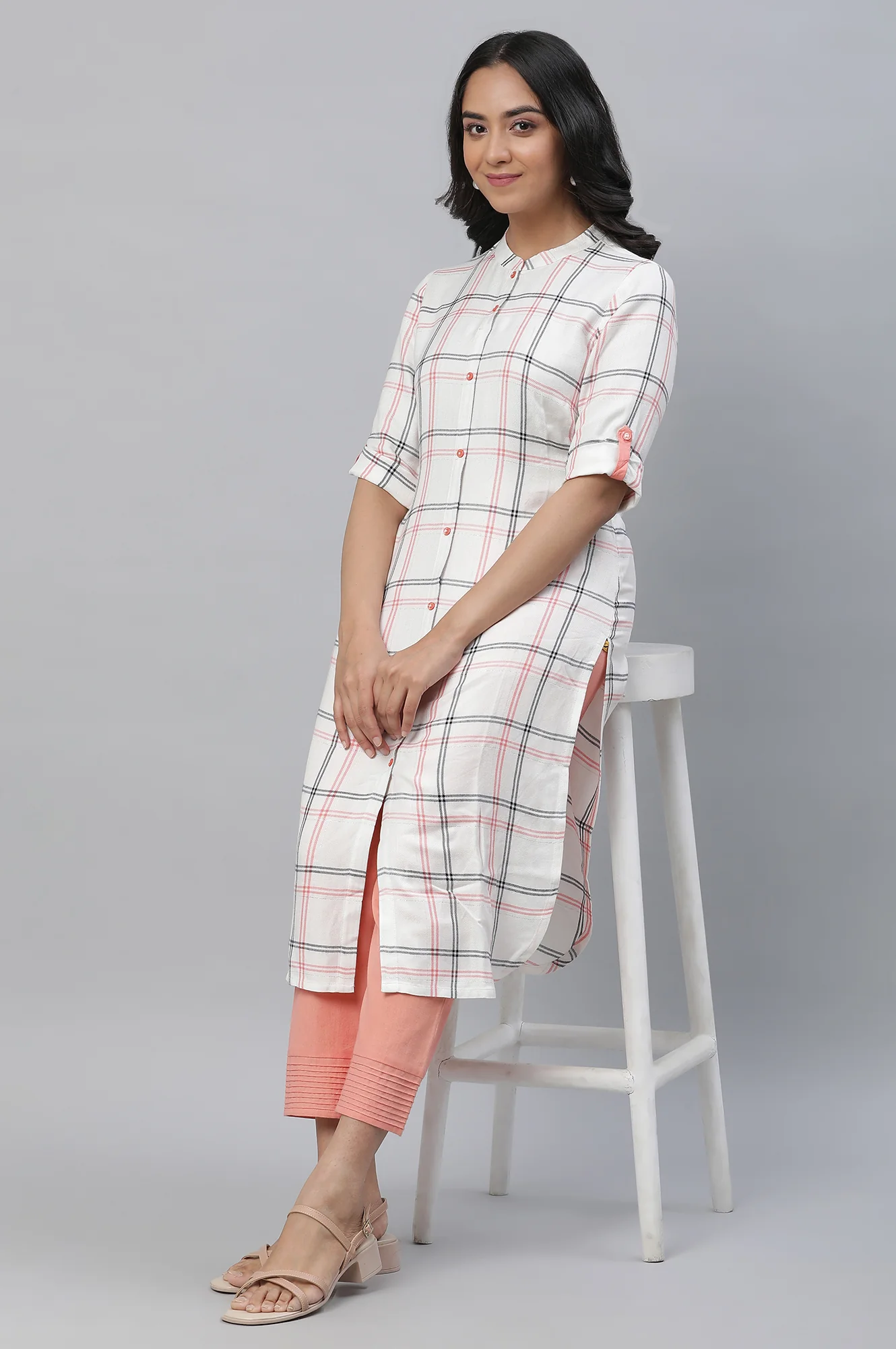Peach Cotton Flax Trouser Pants - Image 5