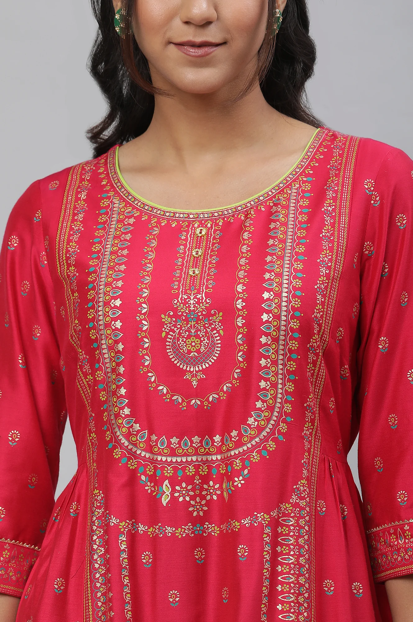 Pink A-live Placement Printed Festive Kurta - Image 6