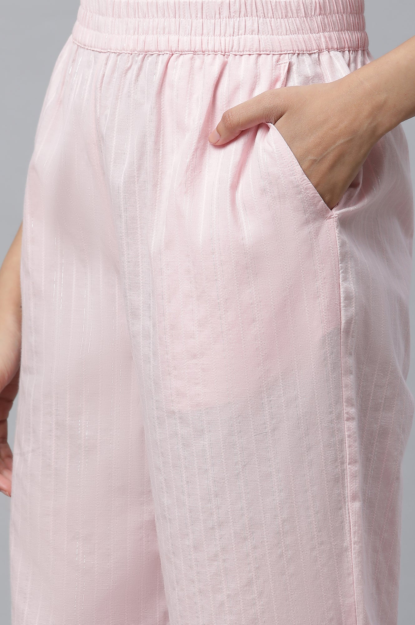Pink Cotton Lurex Kurta and Palazzo Co-ord Set - Image 8