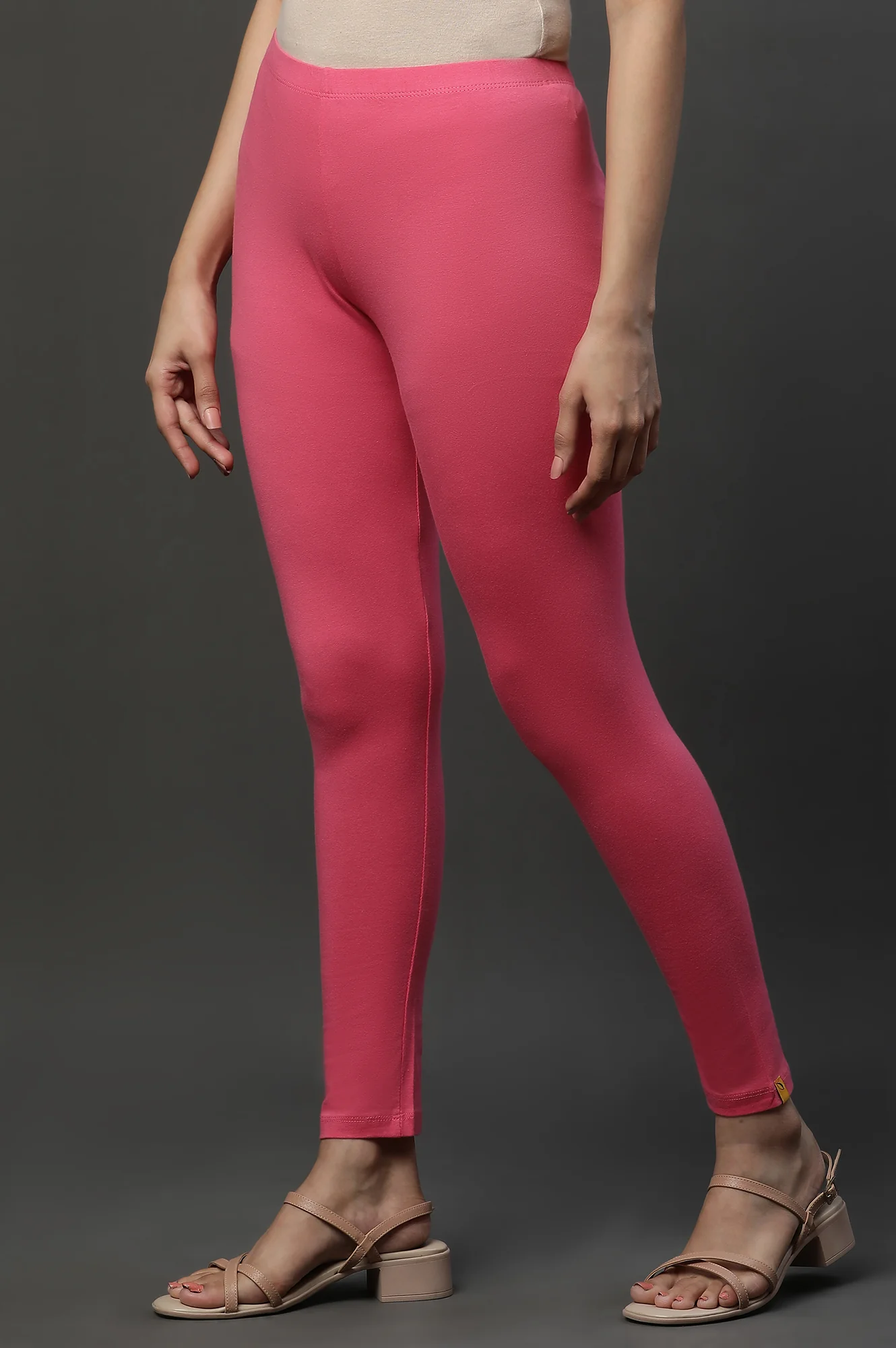 Pink Cotton Lycra Ankle Length Tights - Image 2