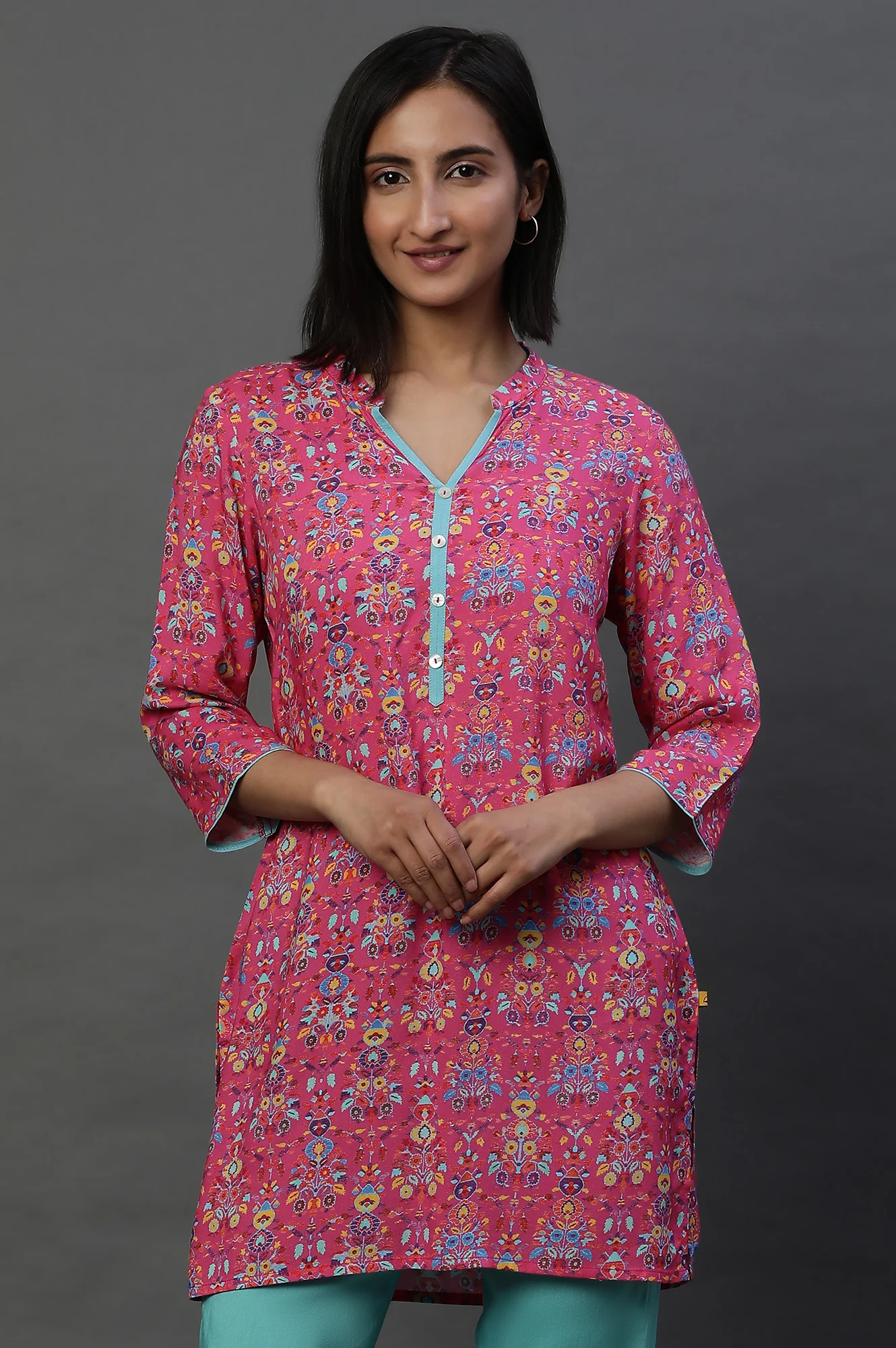 Pink Digital Printed Sleek Short Kurti - Image 2