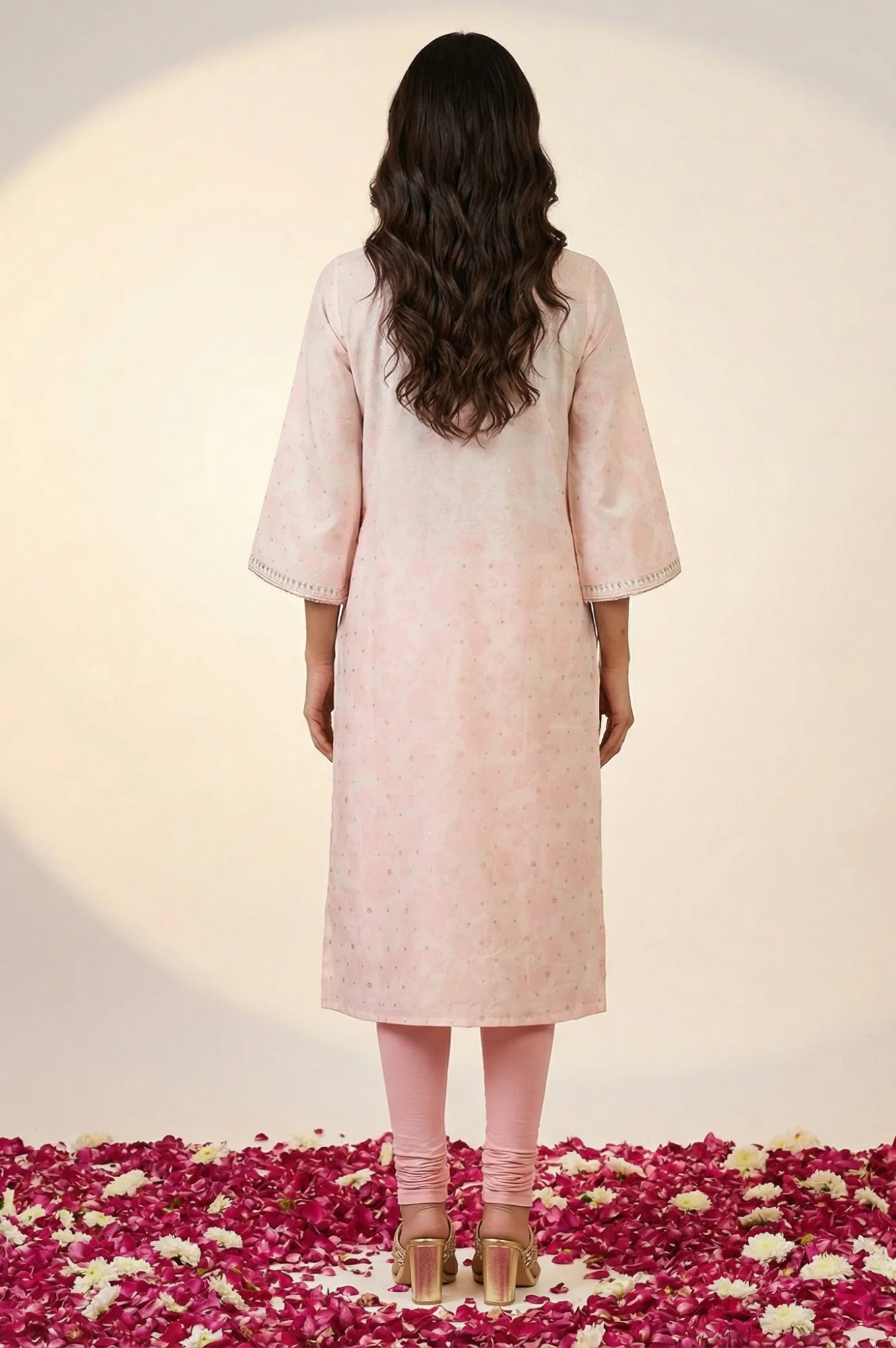Pink Thread Embroidered Straight Kurta - Image 4