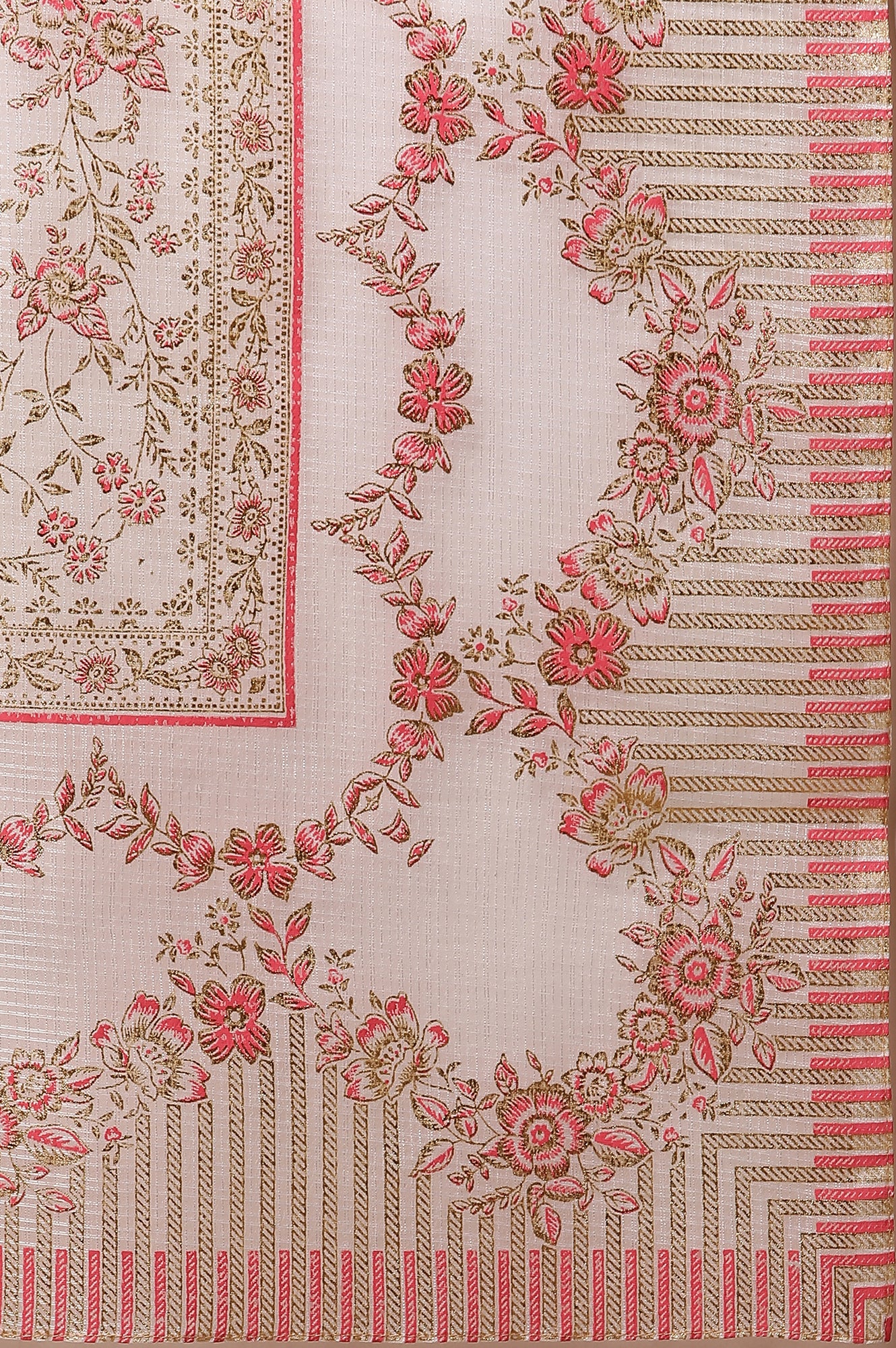 Pink Floral Foil Printed Kurta, Palazzo and Dupatta Set - Image 10