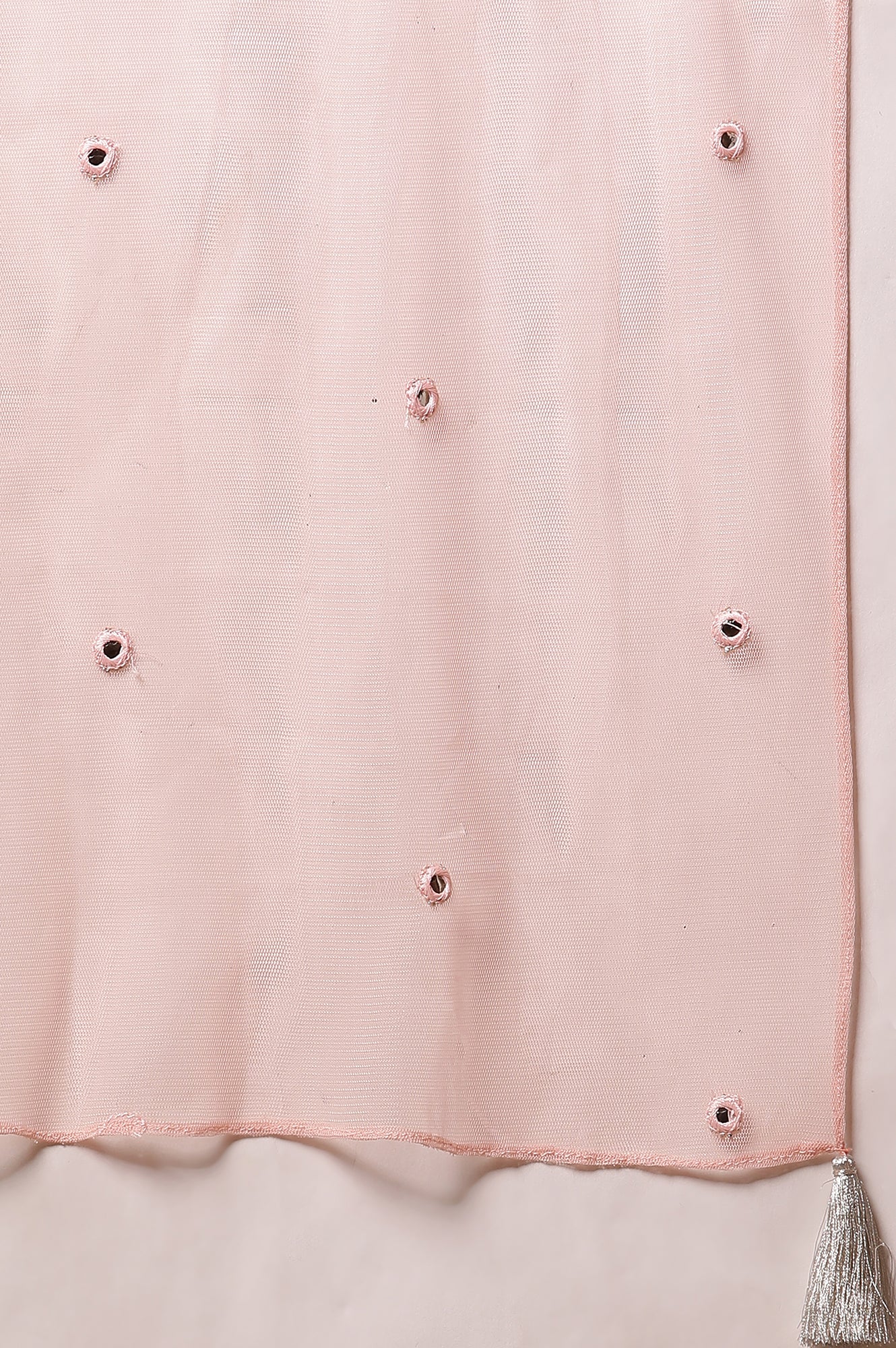 Pink Mirror Embroidered Anarkali Dress and Dupatta Set - Image 8