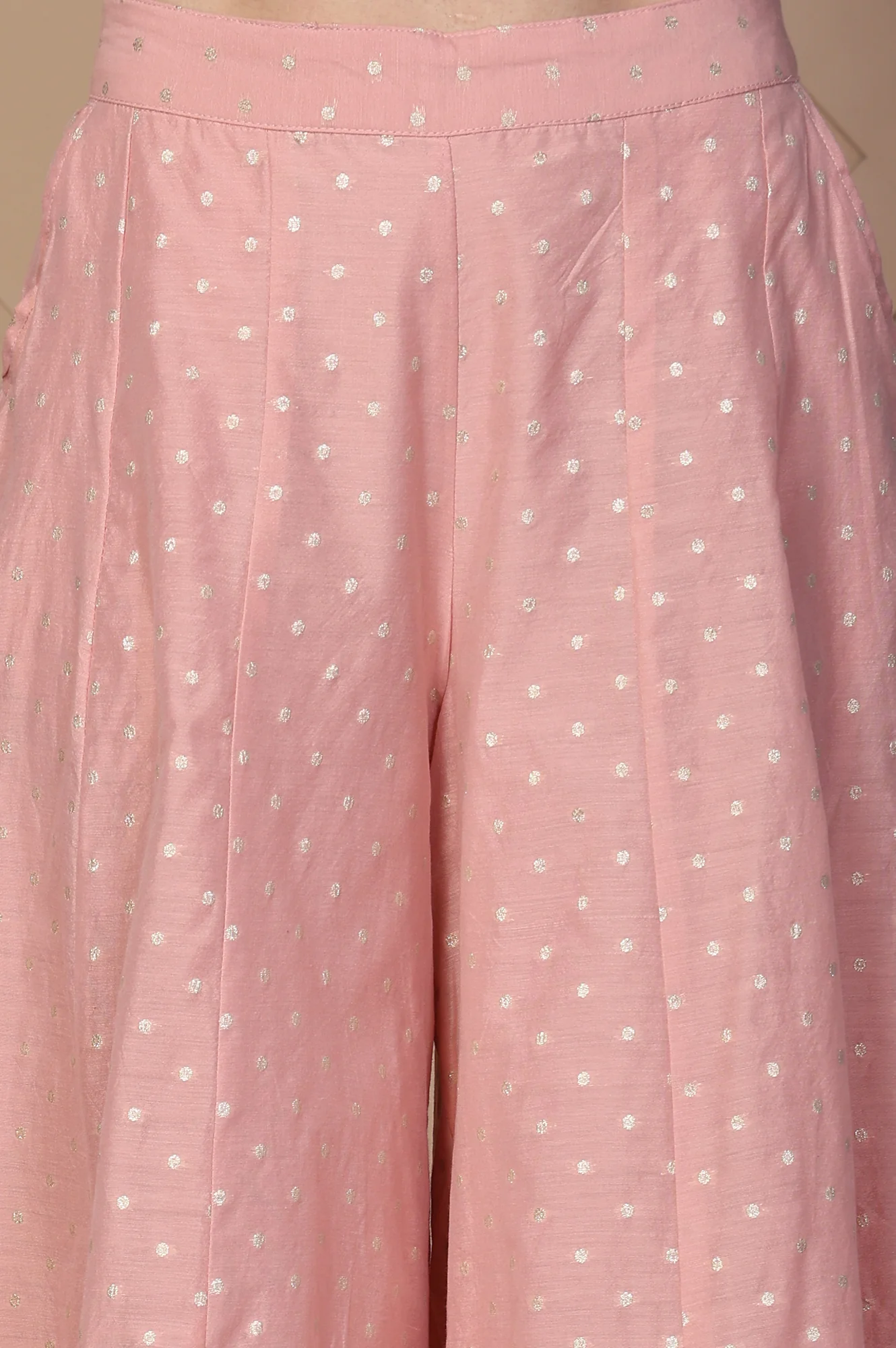 Pink Polka Dot Flared Cotton Skirt - Image 6