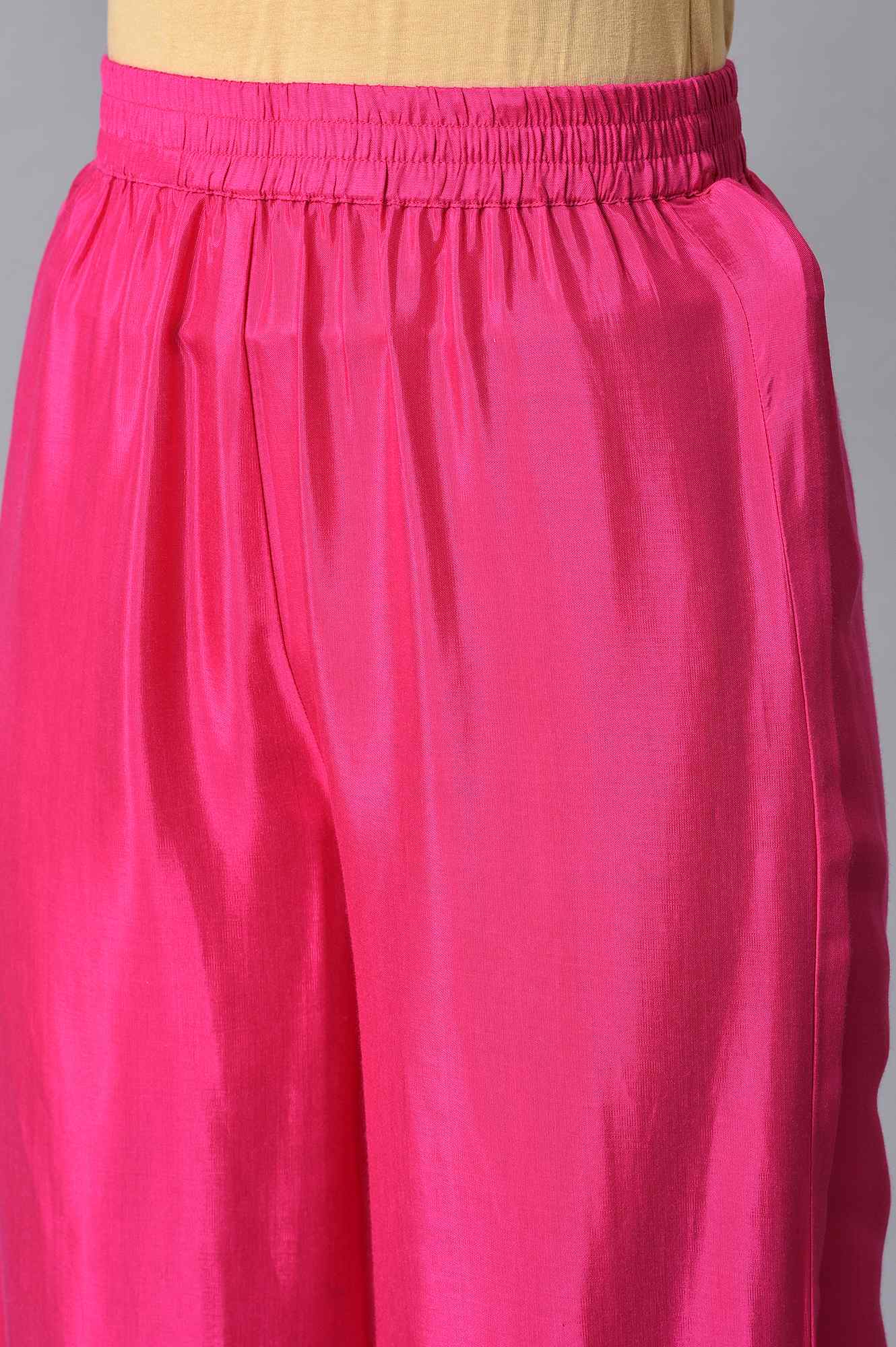 Pink Printed Ethnic Kurta With Palazzo - Image 7
