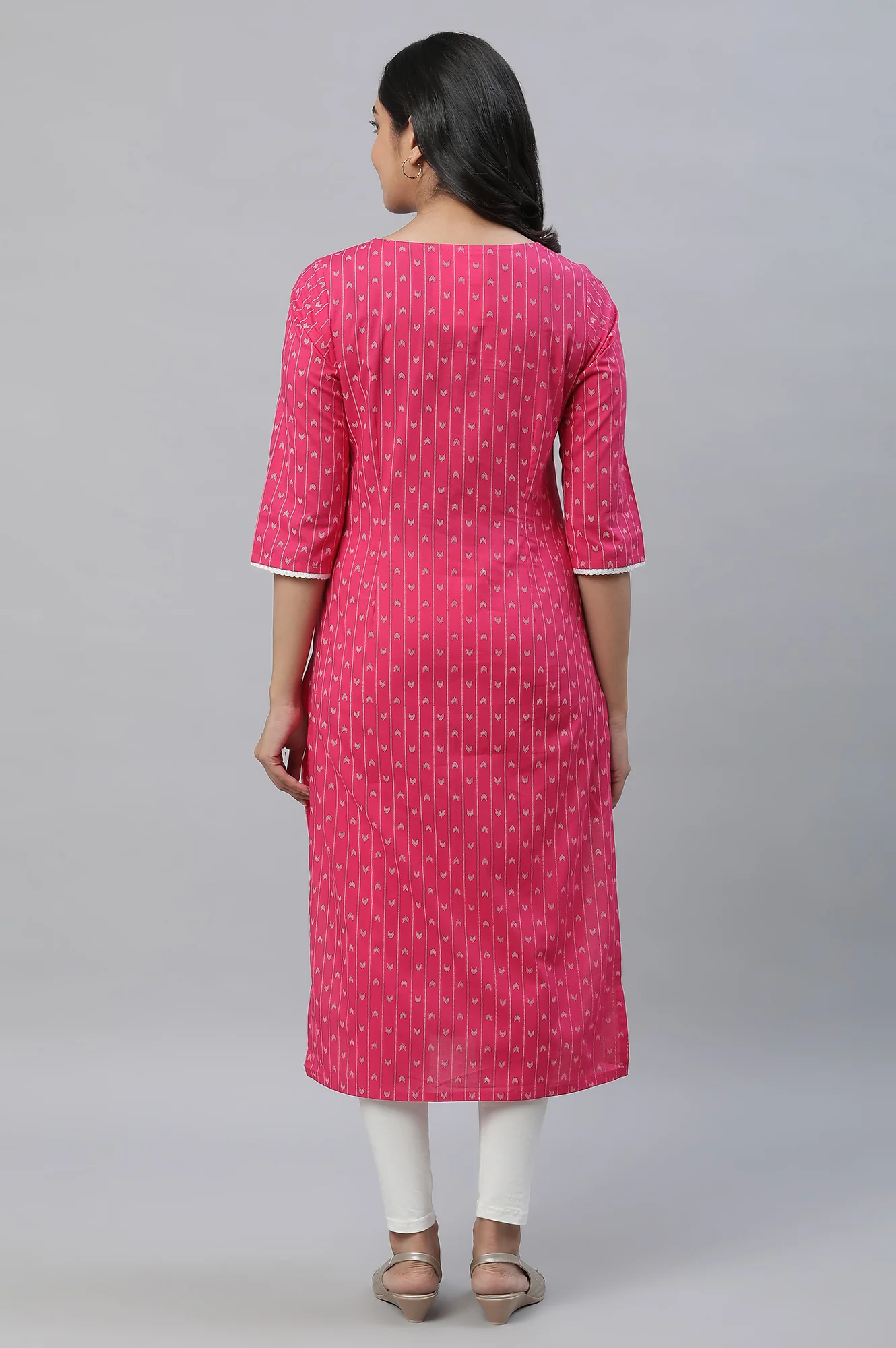 Pink Printed Straight Kurta - Image 4