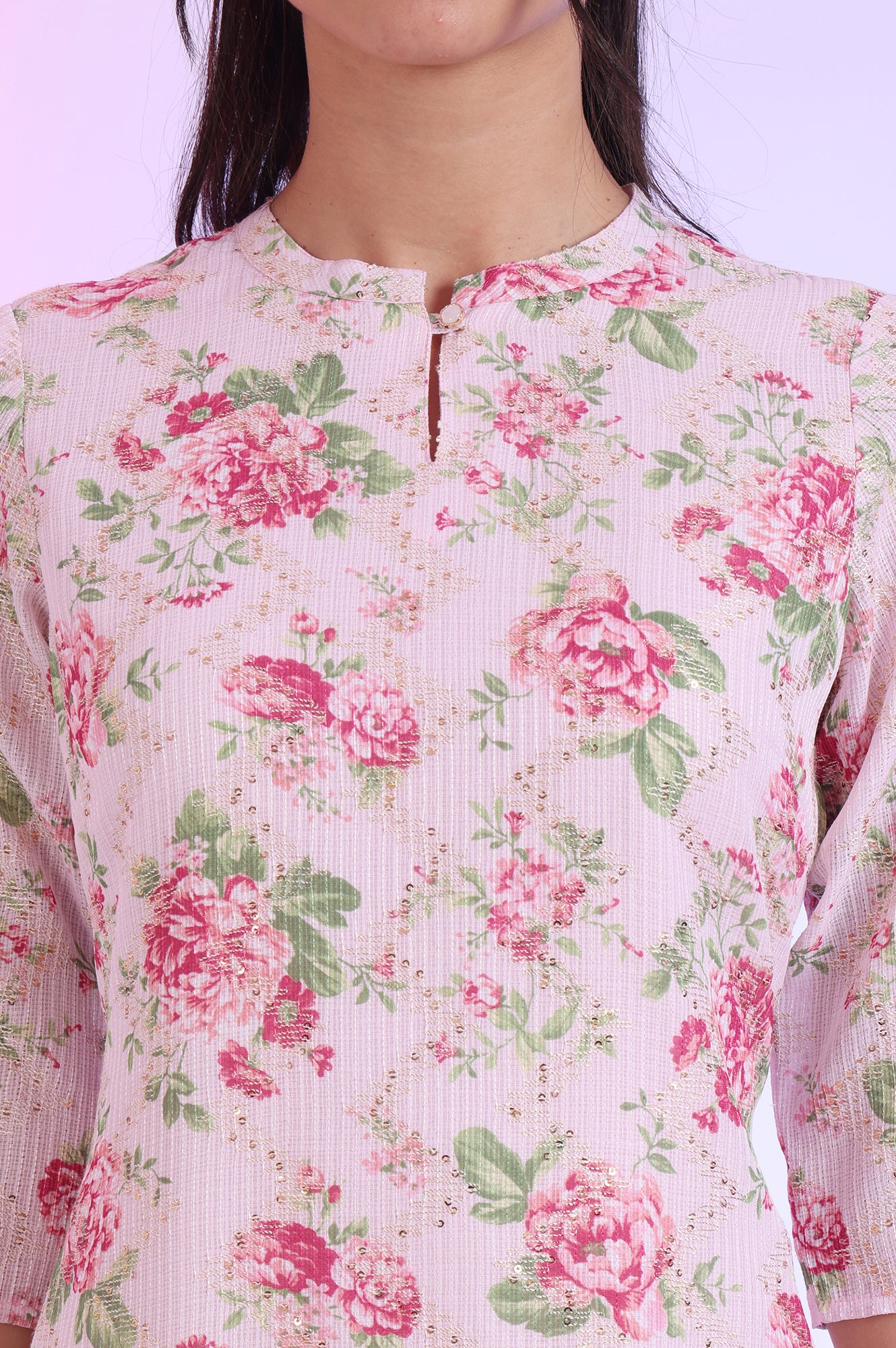 Pink Printed Straight Kurta - Image 4