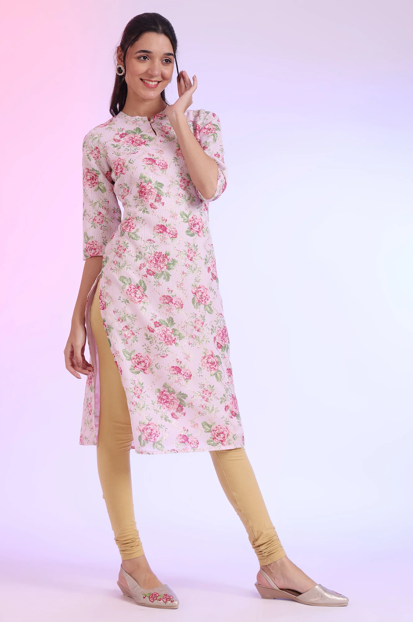 Pink Printed Straight Kurta - Image 7