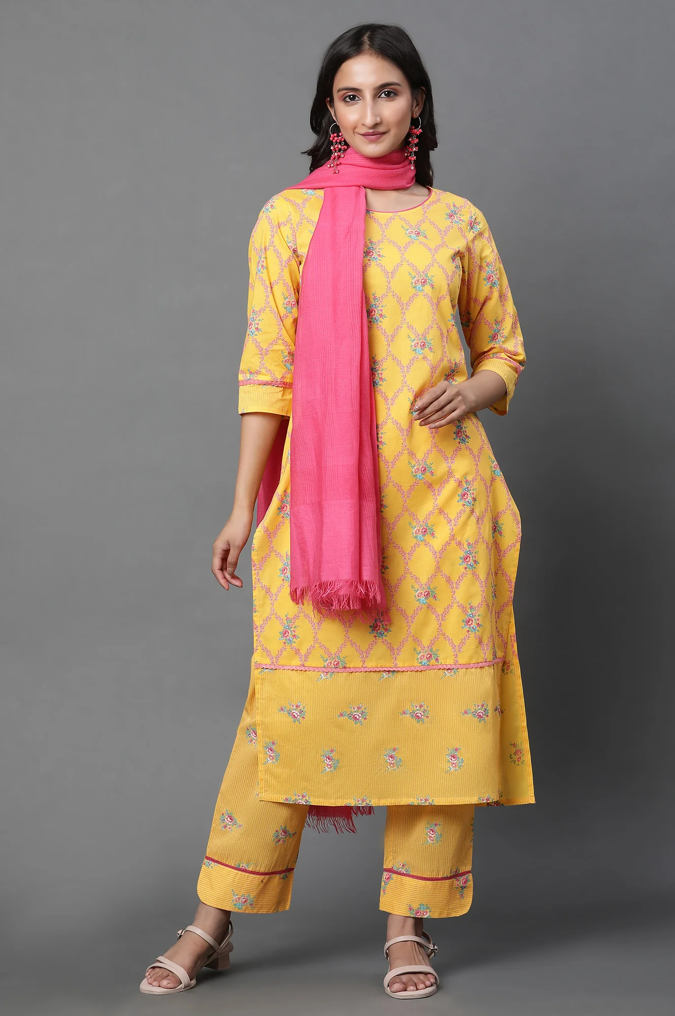 Pink Solid Cotton Viscose Dupatta - Image 2